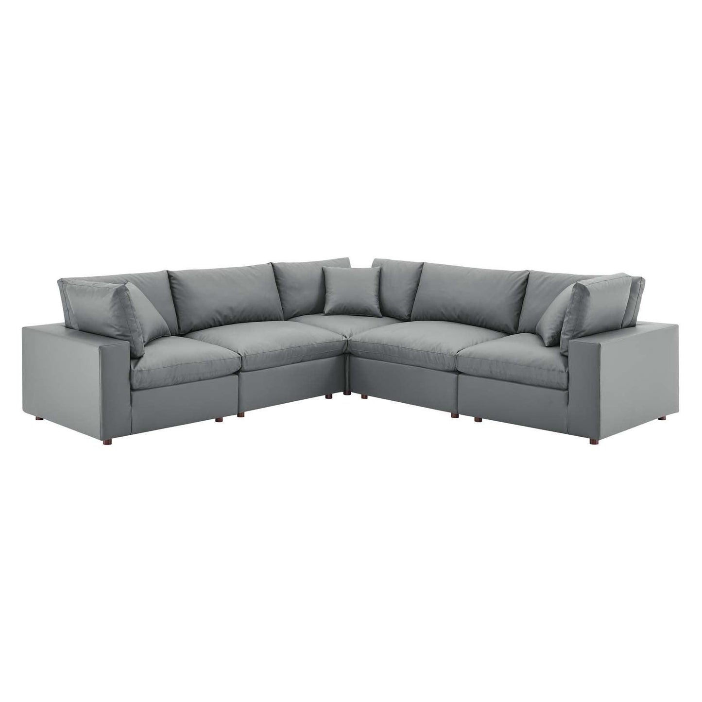 Commix Down Filled Overstuffed Vegan Leather 5-Piece Sectional Sofa, EEI-4920 FredCo