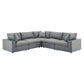 Commix Down Filled Overstuffed Vegan Leather 5-Piece Sectional Sofa, EEI-4920 FredCo