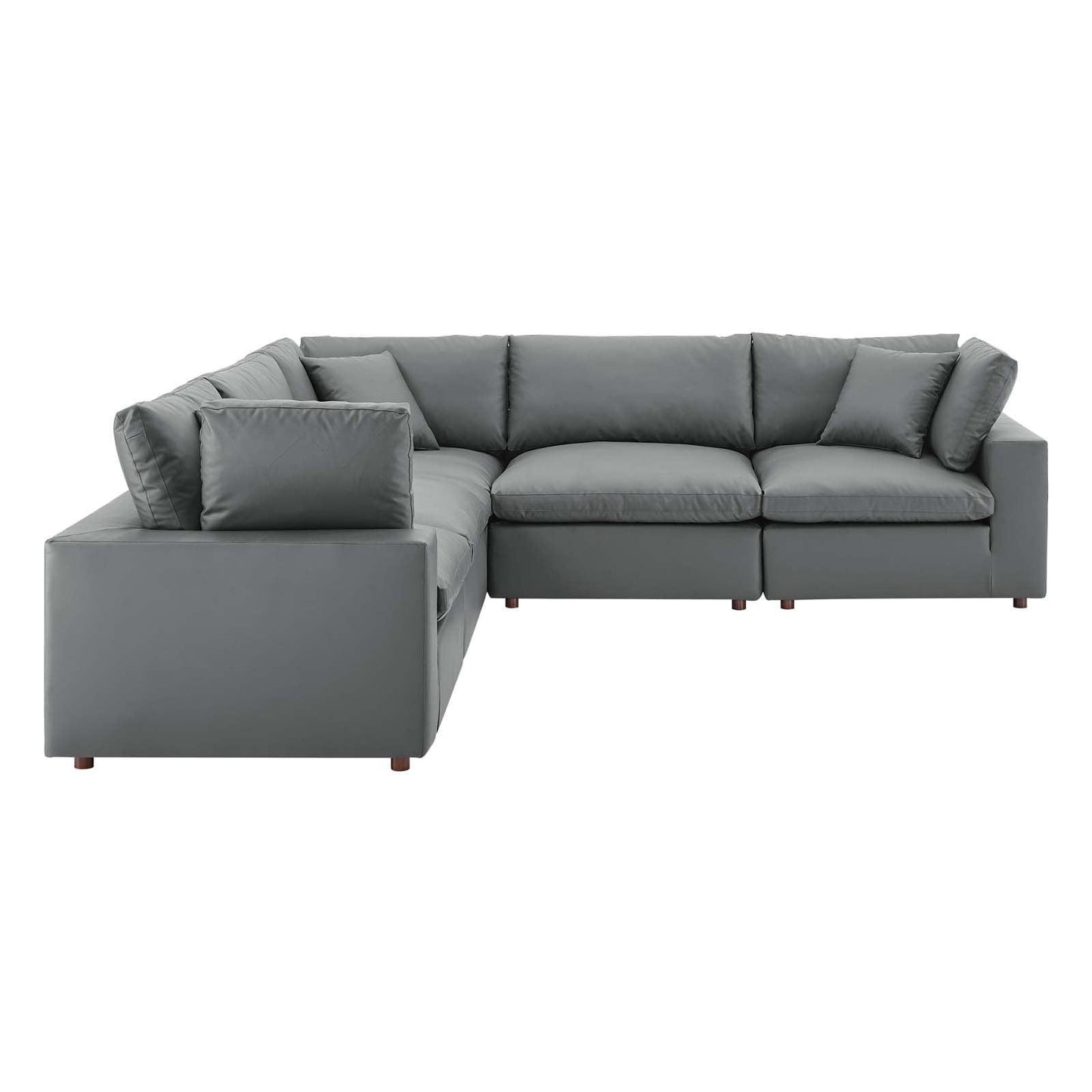 Commix Down Filled Overstuffed Vegan Leather 5-Piece Sectional Sofa, EEI-4920 FredCo