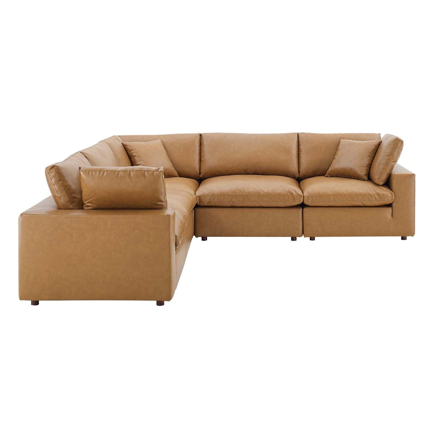 Commix Down Filled Overstuffed Vegan Leather 5-Piece Sectional Sofa, EEI-4920 FredCo