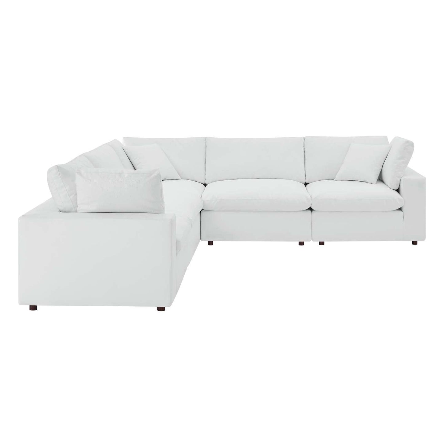 Commix Down Filled Overstuffed Vegan Leather 5-Piece Sectional Sofa, EEI-4920 FredCo