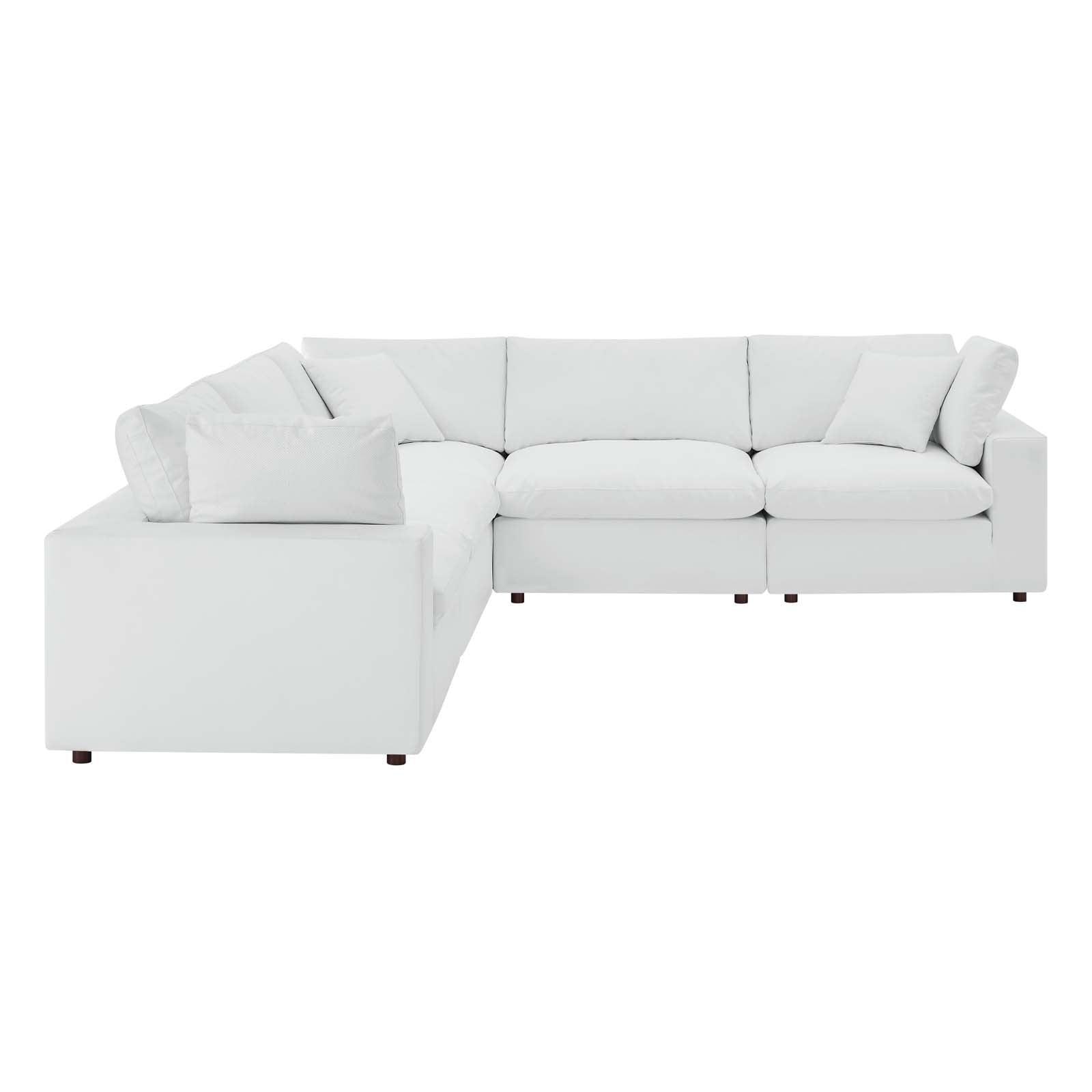 Commix Down Filled Overstuffed Vegan Leather 5-Piece Sectional Sofa, EEI-4920 FredCo