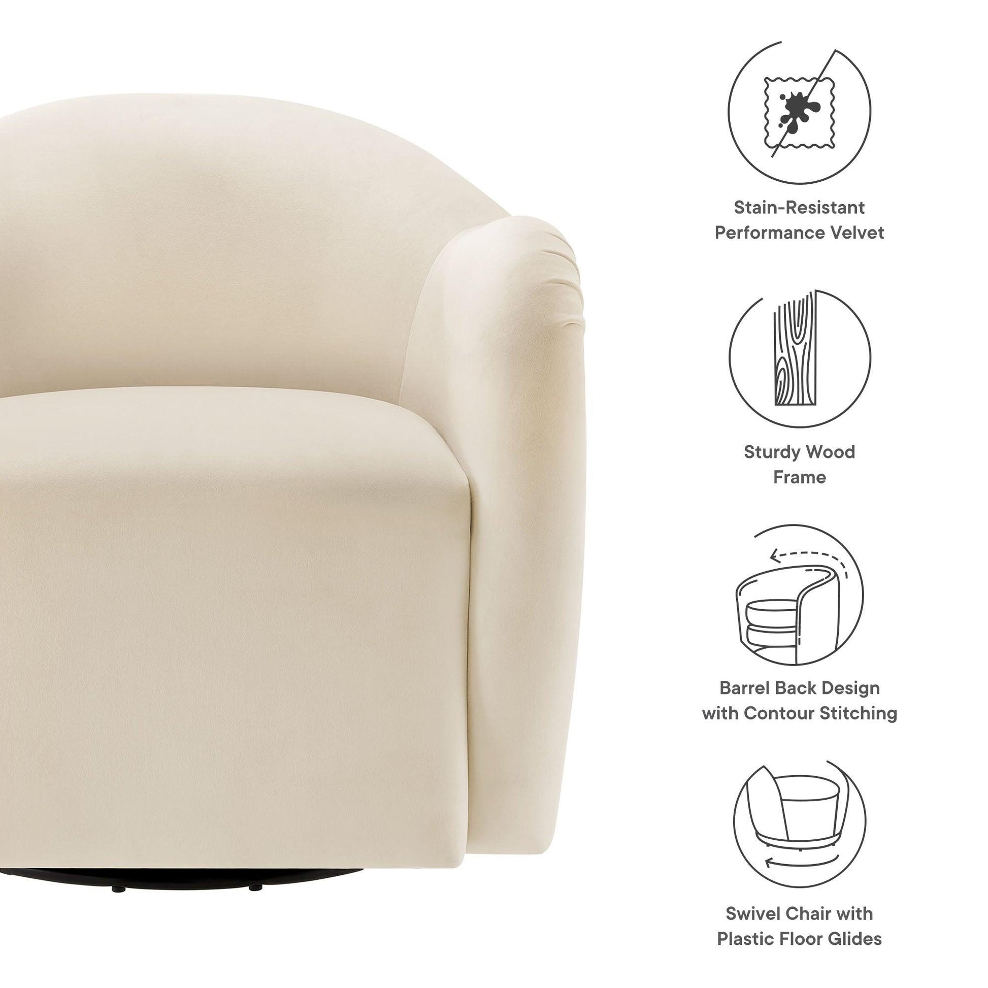 Compose Performance Velvet Swivel Armchair by Modway FredCo