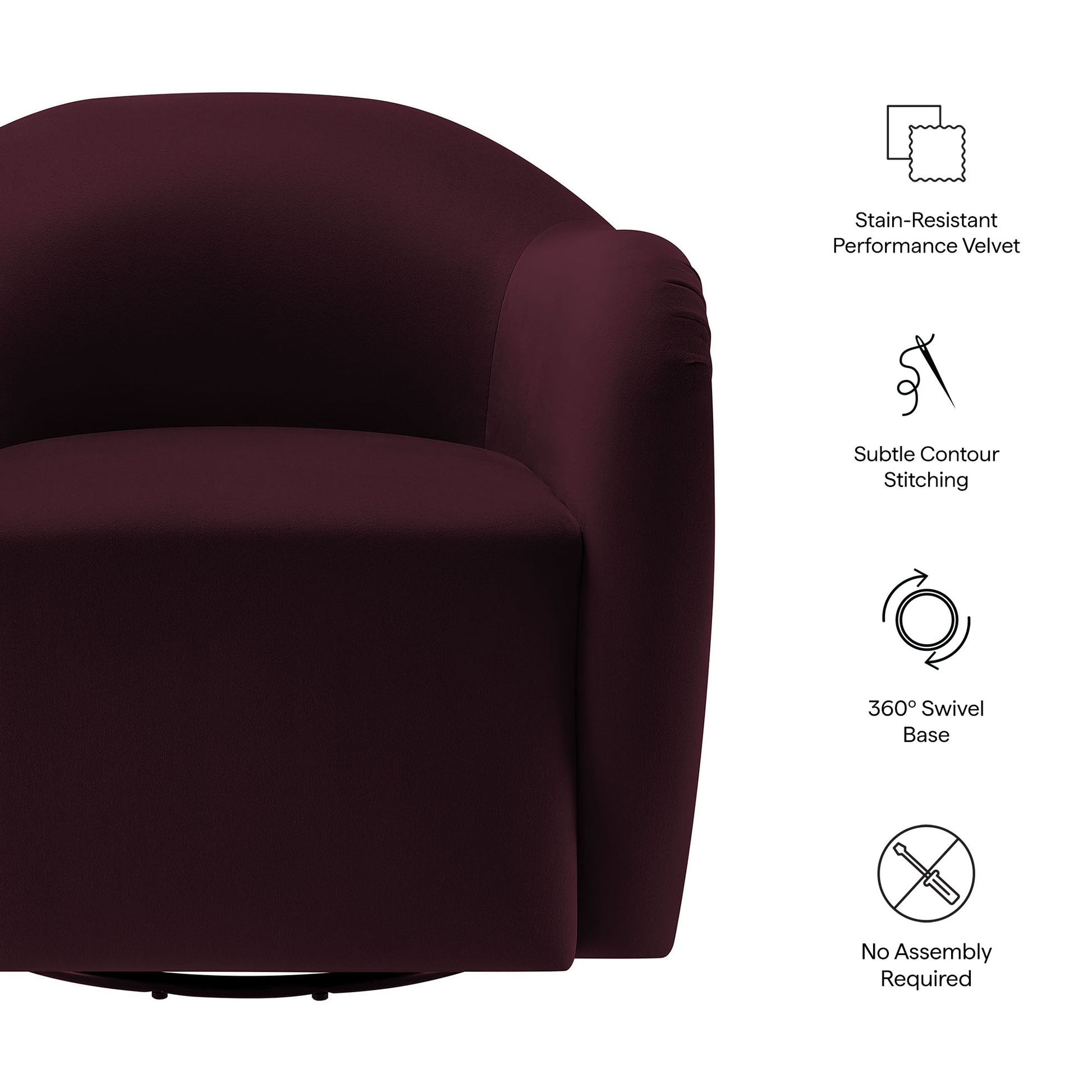 Compose Performance Velvet Swivel Armchair by Modway EEI-6959 FredCo