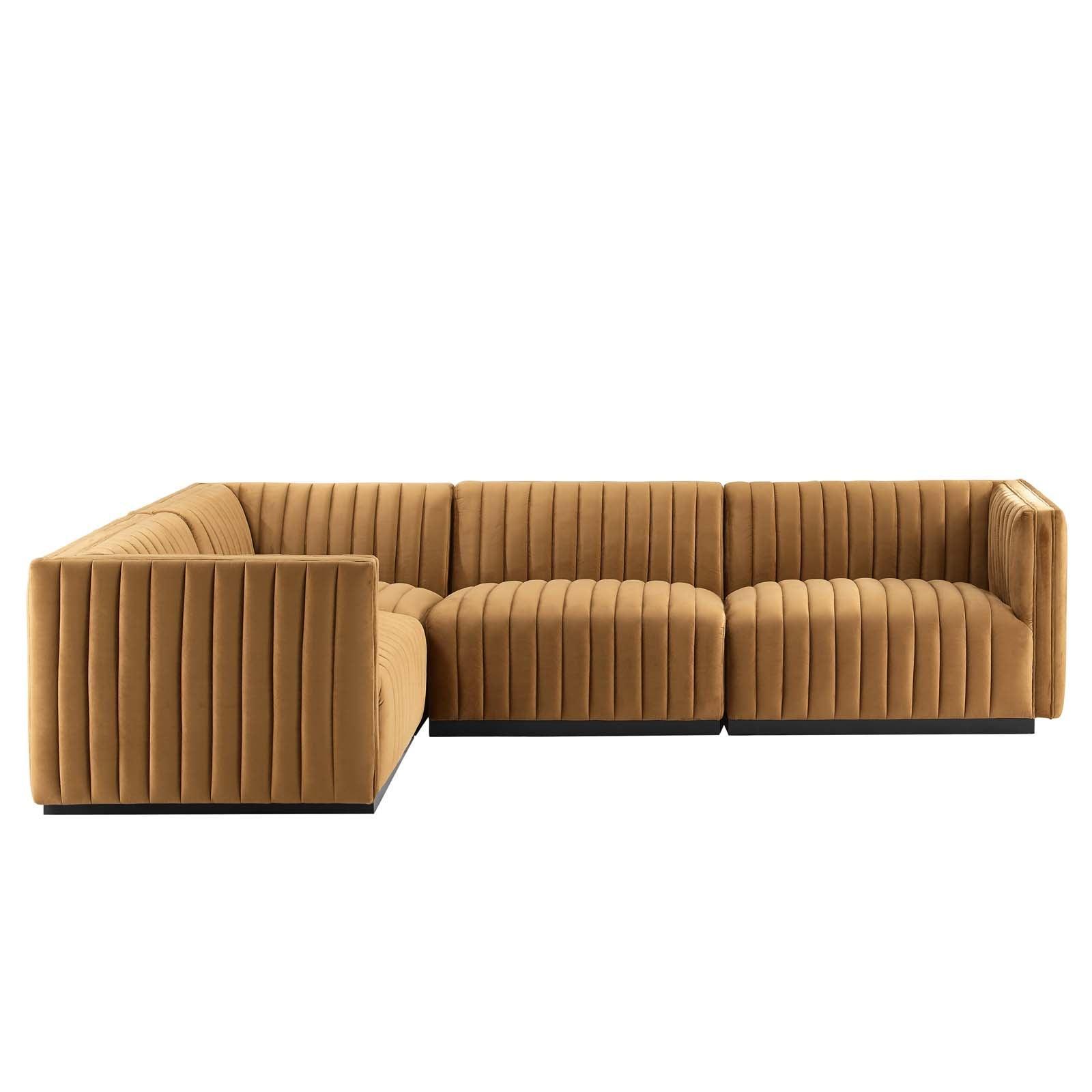 Conjure Channel Tufted Performance Velvet 4-Piece Sectional, EEI-5769 FredCo