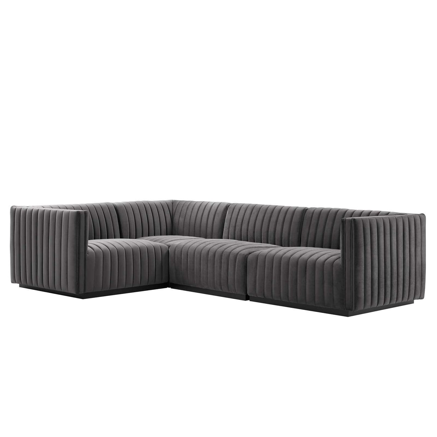 Conjure Channel Tufted Performance Velvet 4-Piece Sectional, EEI-5769 FredCo