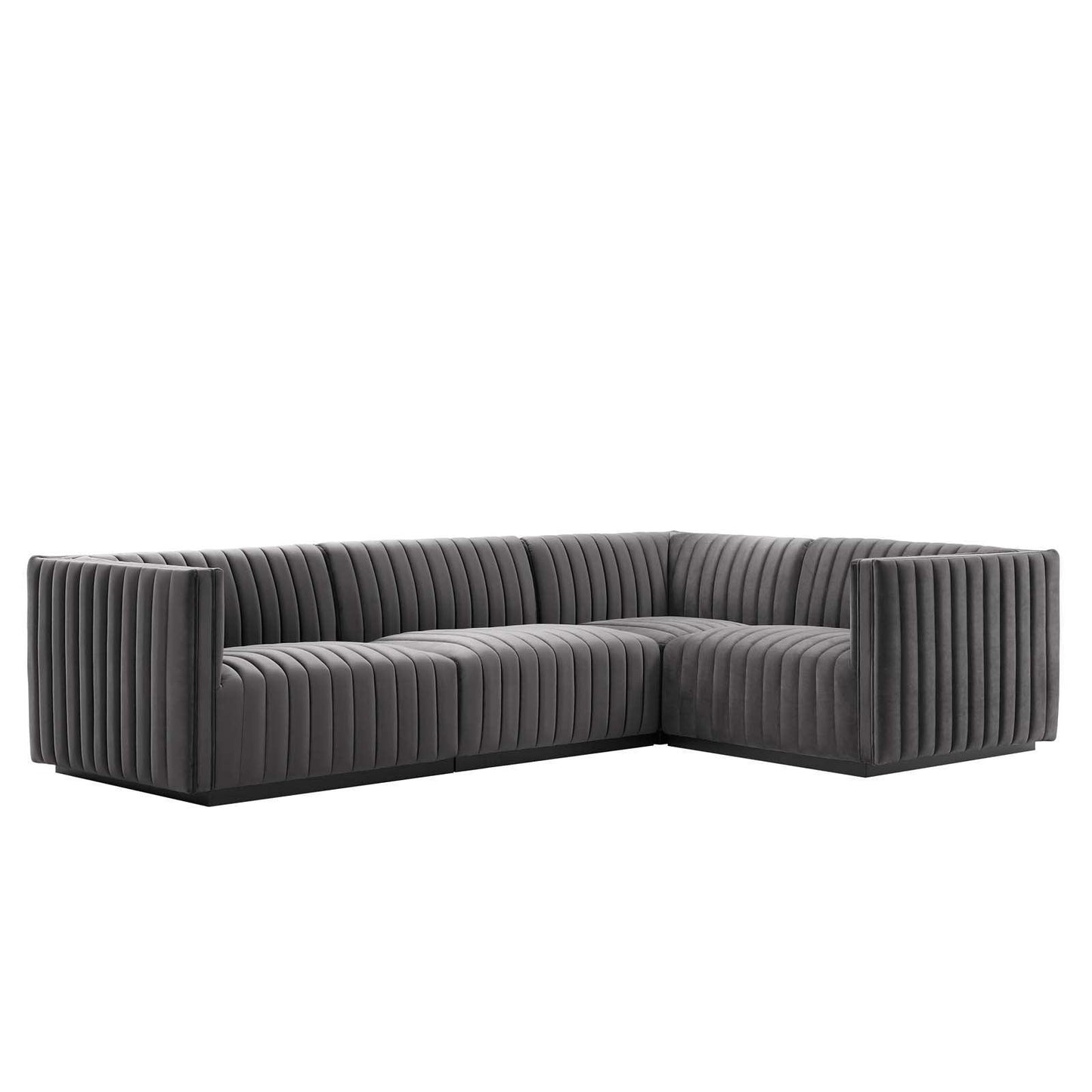 Conjure Channel Tufted Performance Velvet 4-Piece Sectional, EEI-5770 FredCo