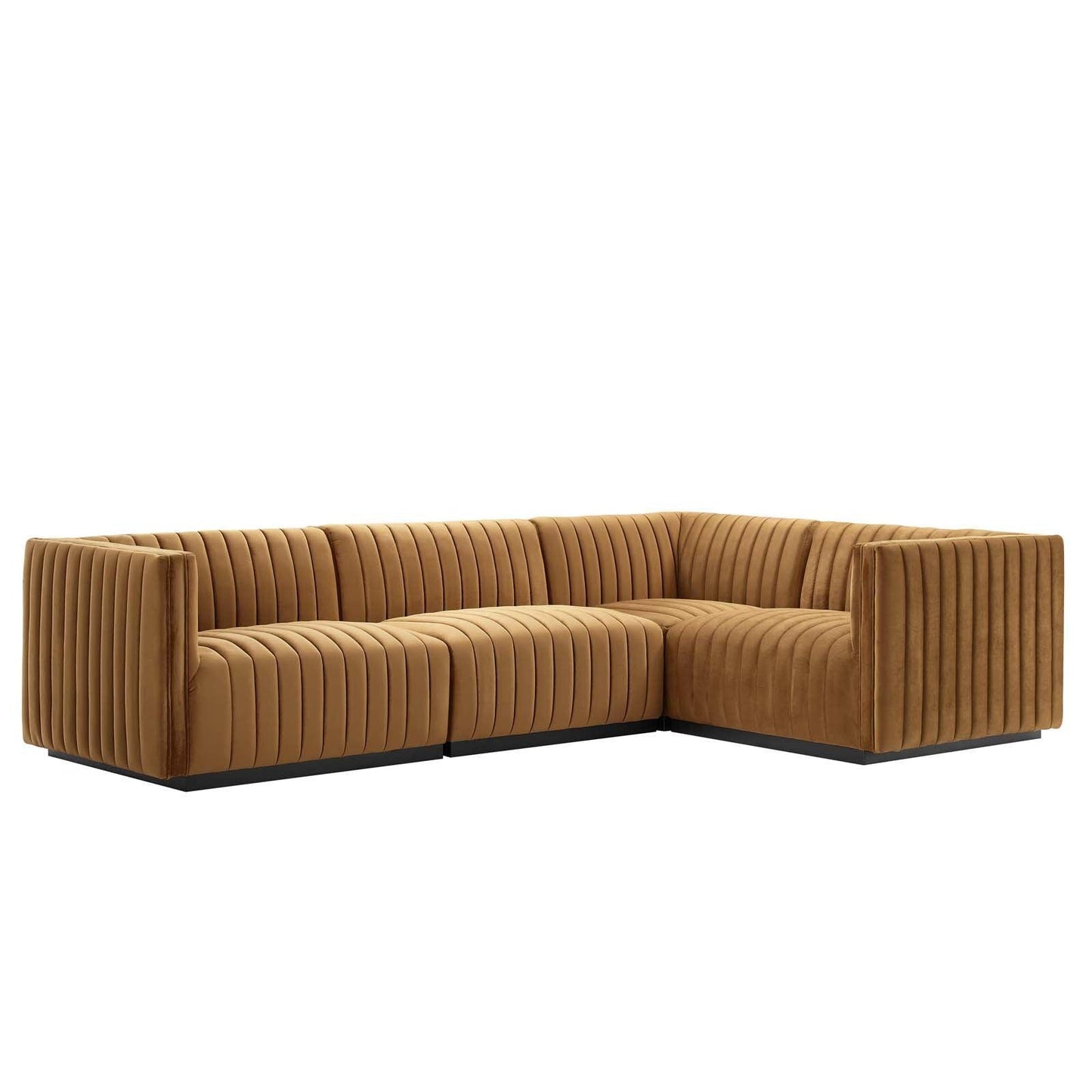 Conjure Channel Tufted Performance Velvet 4-Piece Sectional, EEI-5770 FredCo