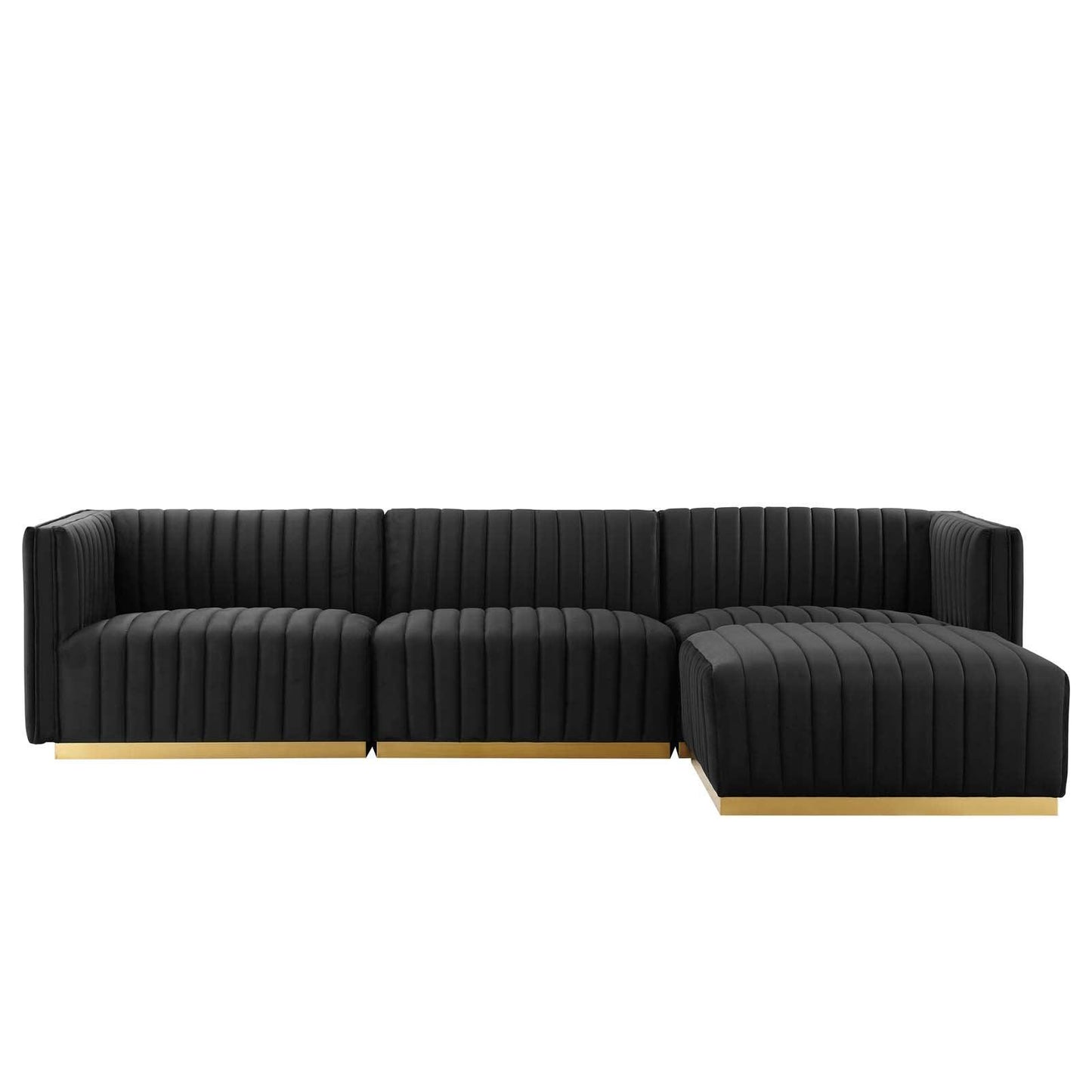 Conjure Channel Tufted Performance Velvet 4-Piece Sectional, EEI-5844 FredCo