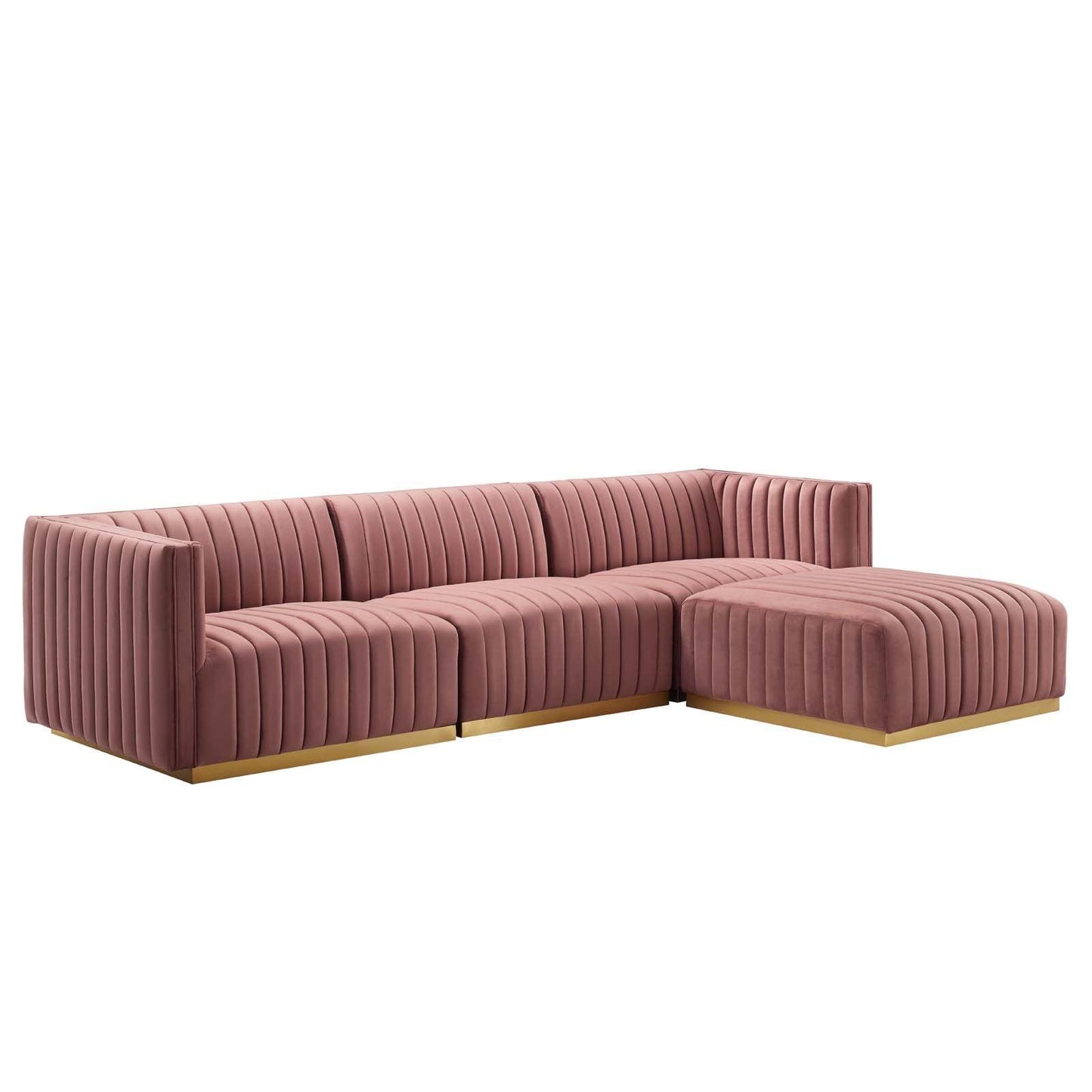 Conjure Channel Tufted Performance Velvet 4-Piece Sectional, EEI-5844 FredCo