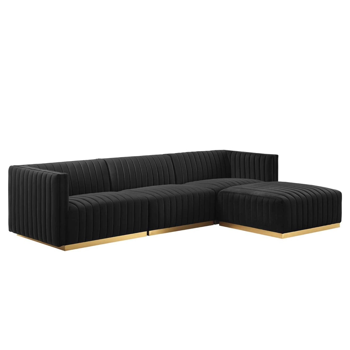 Conjure Channel Tufted Performance Velvet 4-Piece Sectional, EEI-5844 FredCo