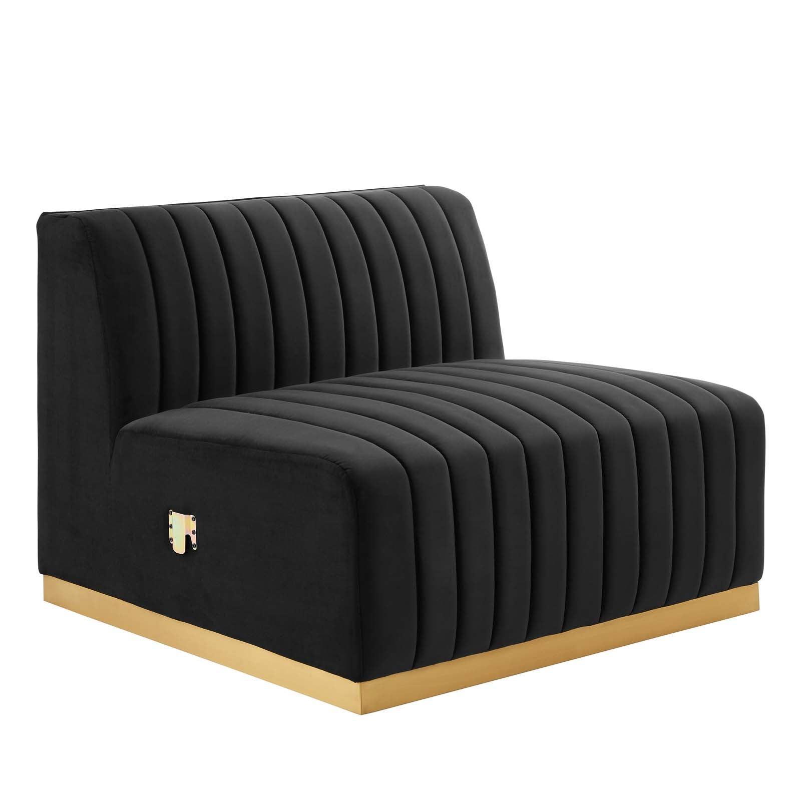 Conjure Channel Tufted Performance Velvet 4-Piece Sectional, EEI-5848 FredCo