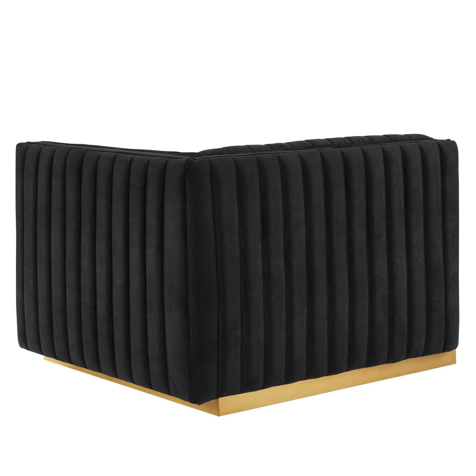 Conjure Channel Tufted Performance Velvet 4-Piece Sectional, EEI-5848 FredCo