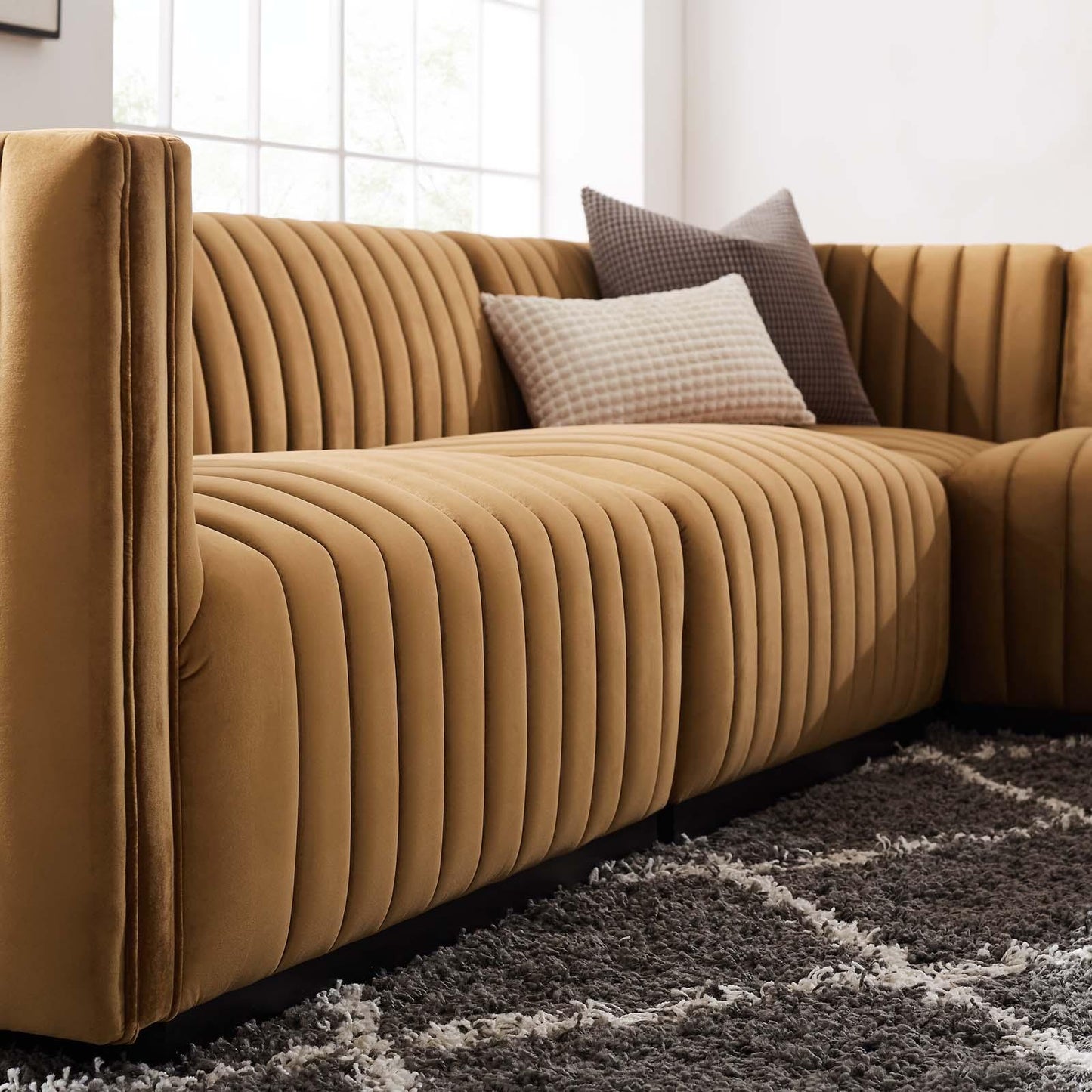 Conjure Channel Tufted Performance Velvet 5-Piece Sectional, EEI-5771 FredCo