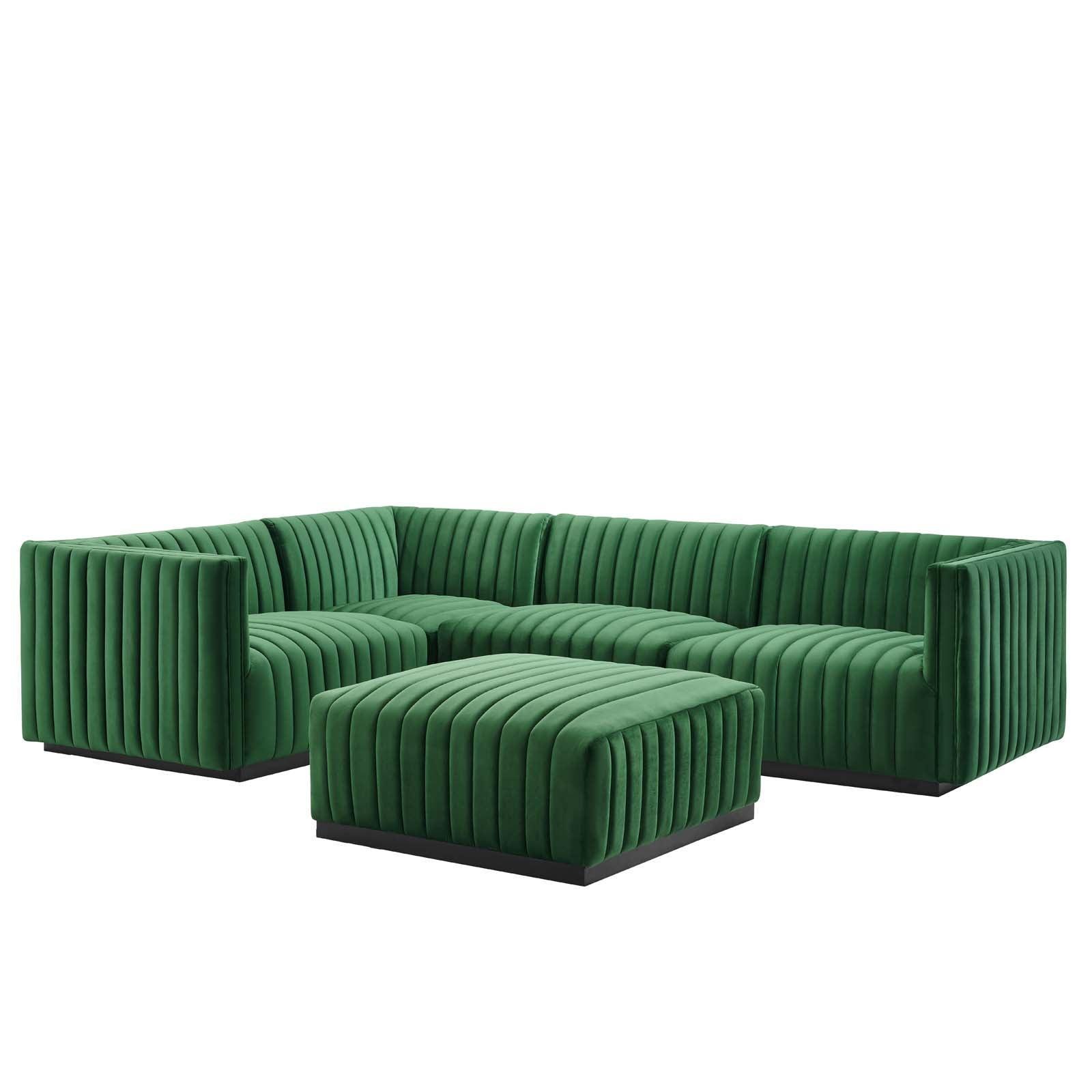 Conjure Channel Tufted Performance Velvet 5-Piece Sectional, EEI-5774 FredCo