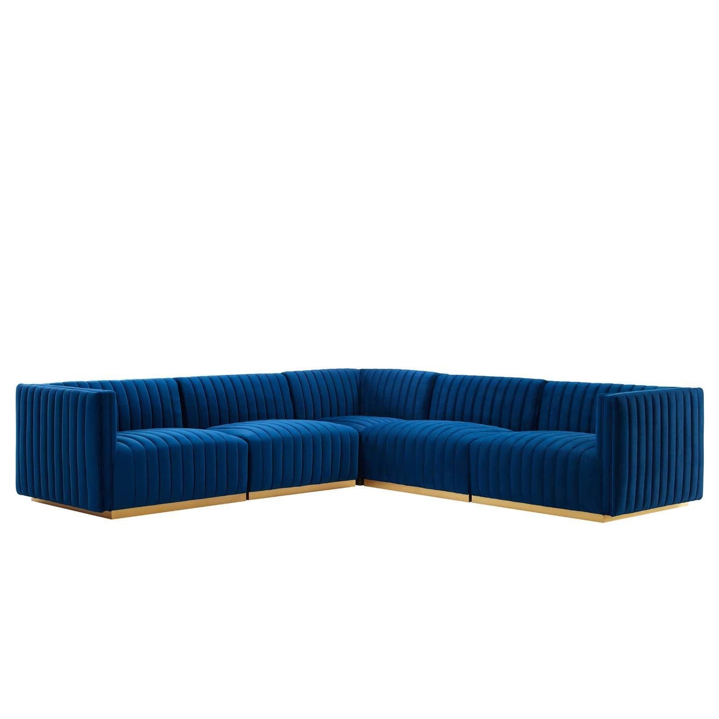 Conjure Channel Tufted Performance Velvet 5-Piece Sectional, EEI-5849 FredCo