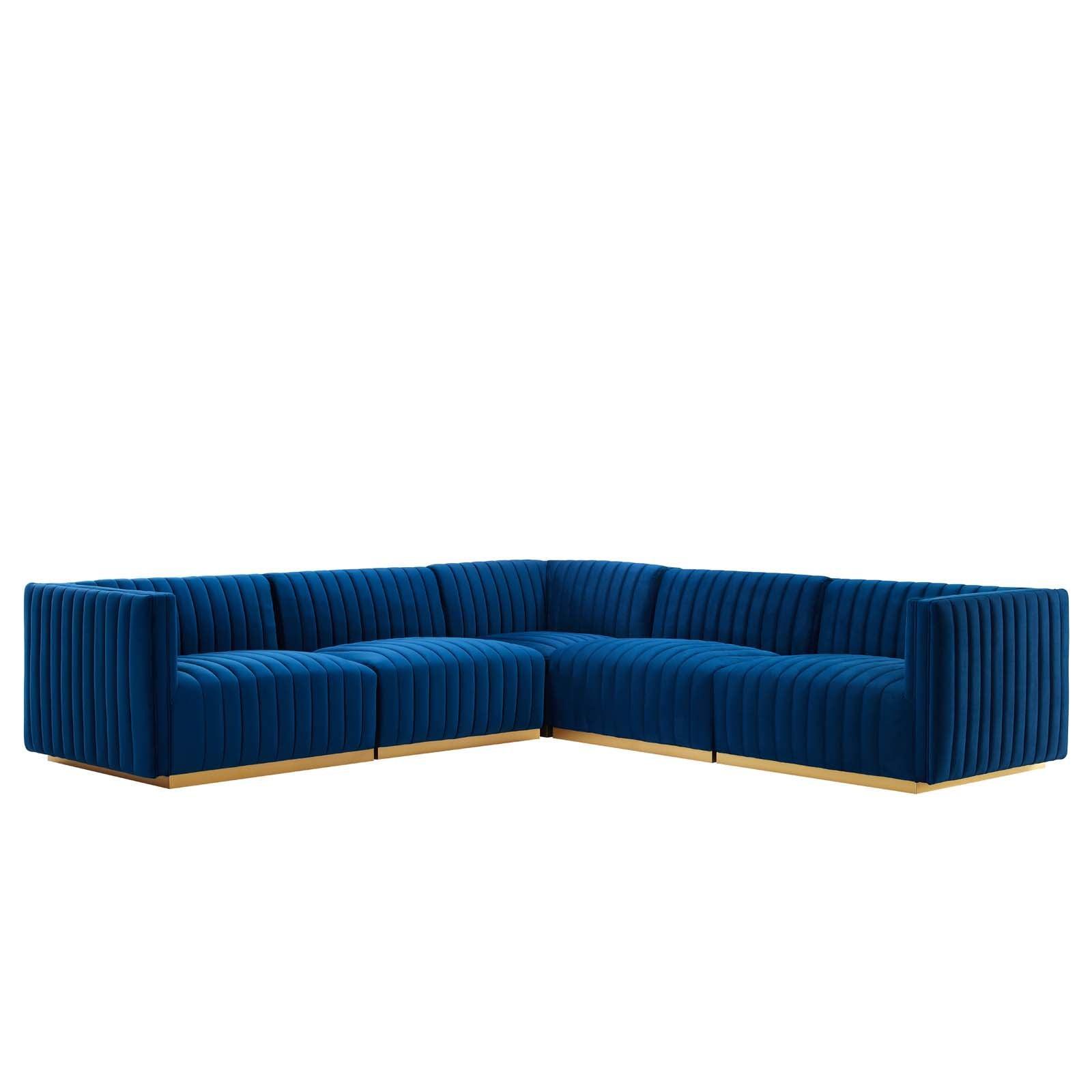Conjure Channel Tufted Performance Velvet 5-Piece Sectional, EEI-5849 FredCo