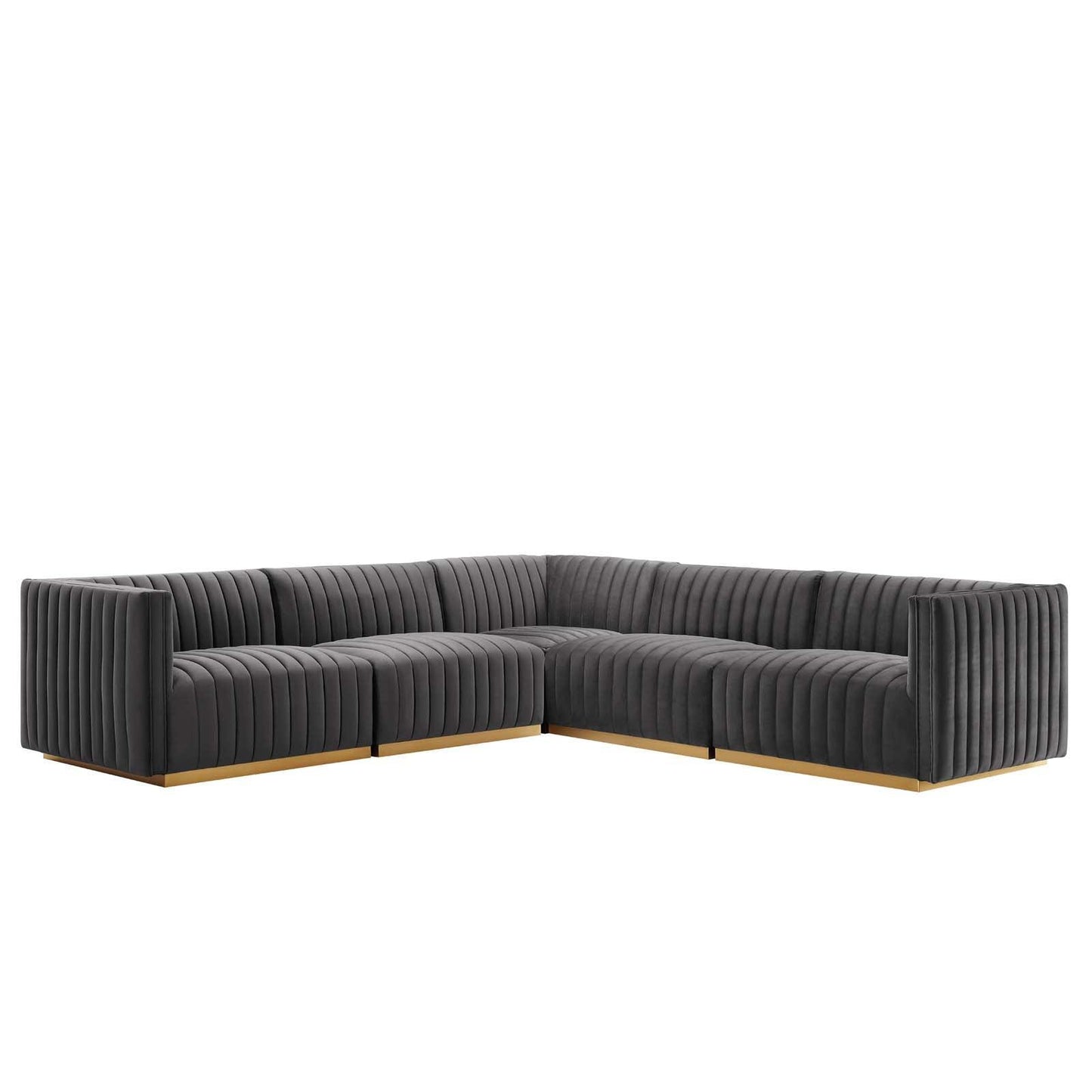 Conjure Channel Tufted Performance Velvet 5-Piece Sectional, EEI-5849 FredCo