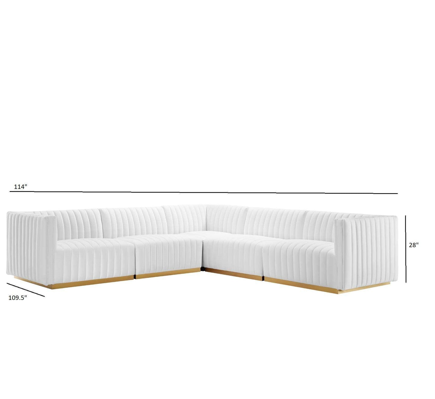 Conjure Channel Tufted Performance Velvet 5-Piece Sectional, EEI-5849 FredCo