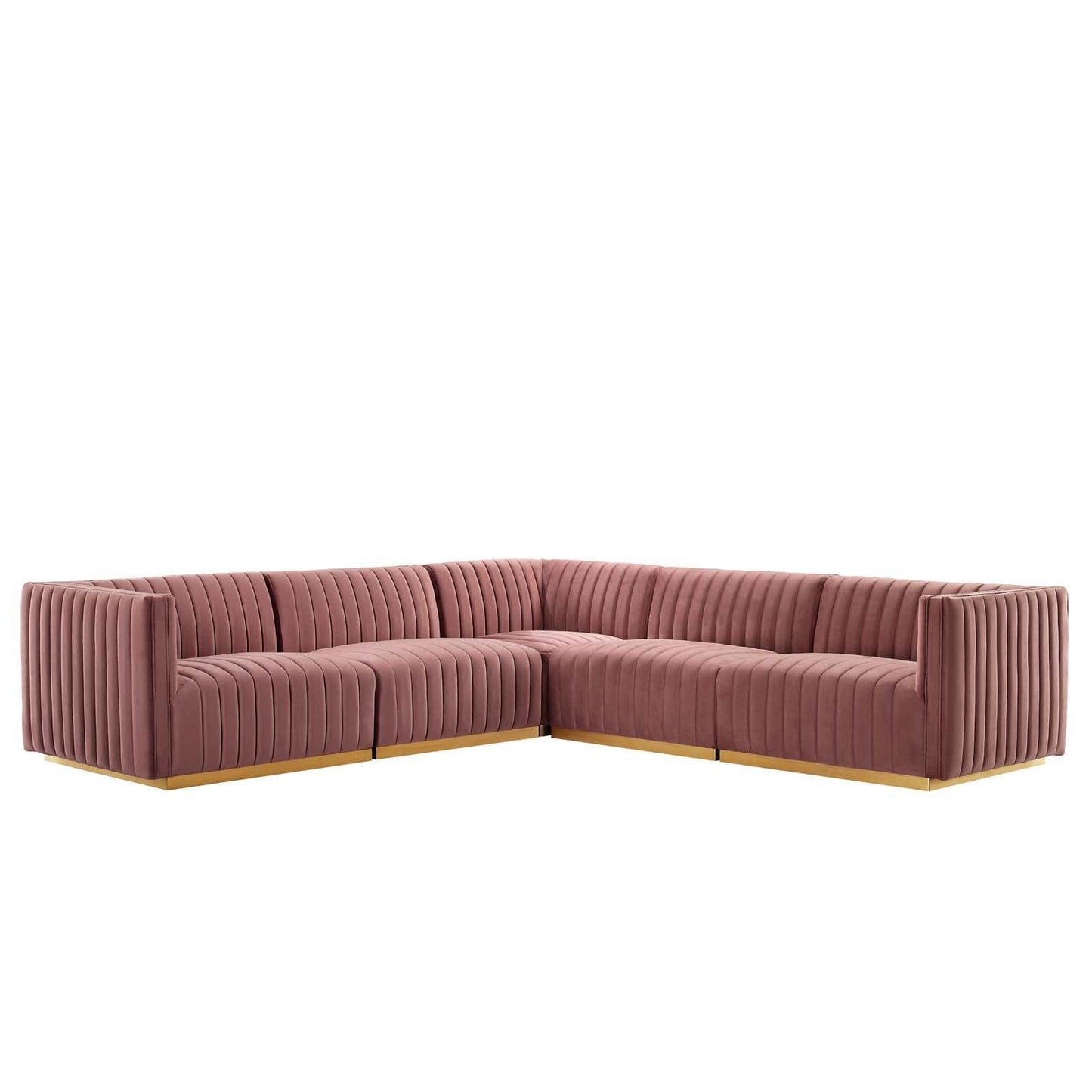 Conjure Channel Tufted Performance Velvet 5-Piece Sectional, EEI-5850 FredCo
