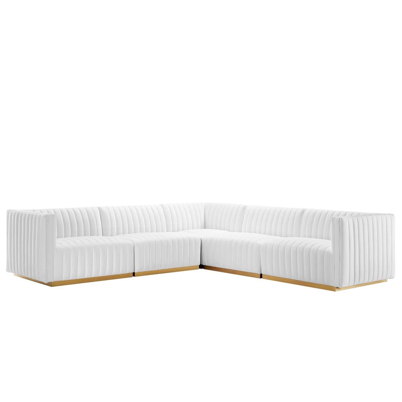 Conjure Channel Tufted Performance Velvet 5-Piece Sectional, EEI-5850 FredCo