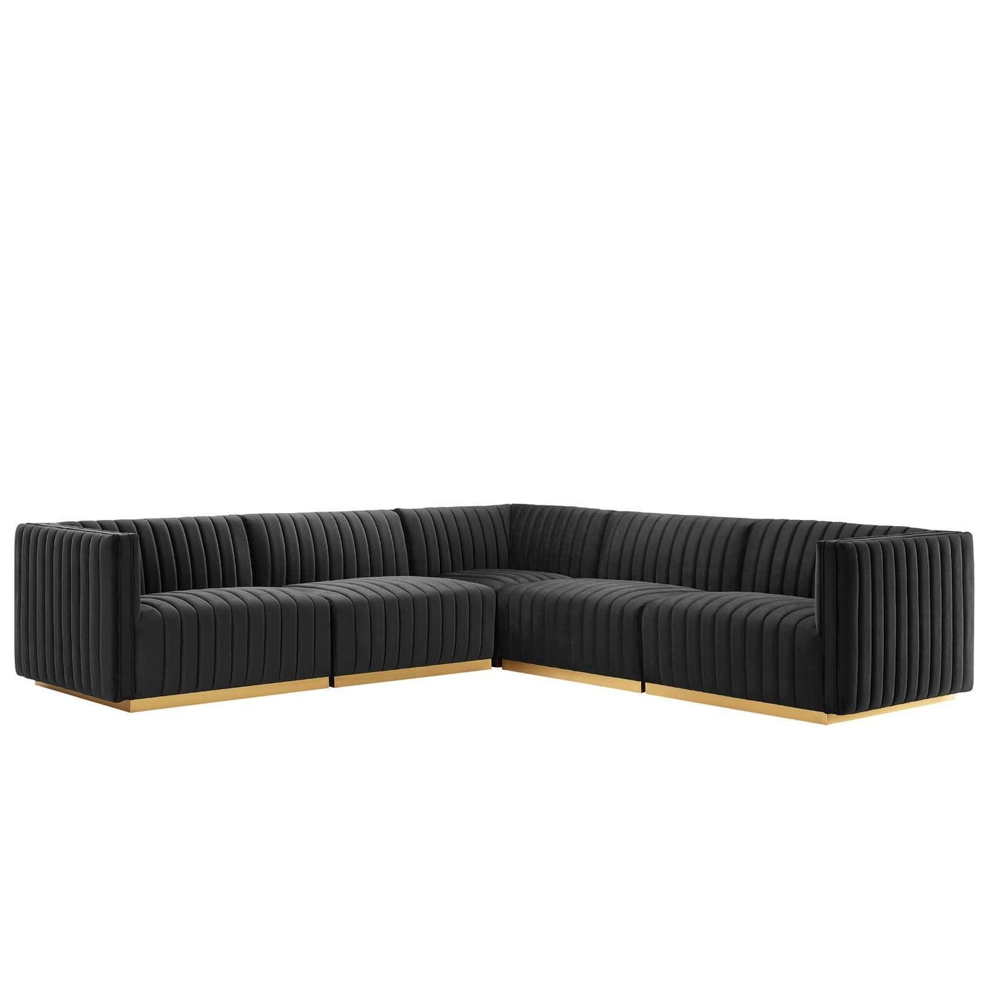 Conjure Channel Tufted Performance Velvet 5-Piece Sectional, EEI-5850 FredCo