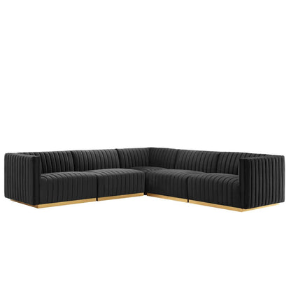 Conjure Channel Tufted Performance Velvet 5-Piece Sectional, EEI-5850 FredCo