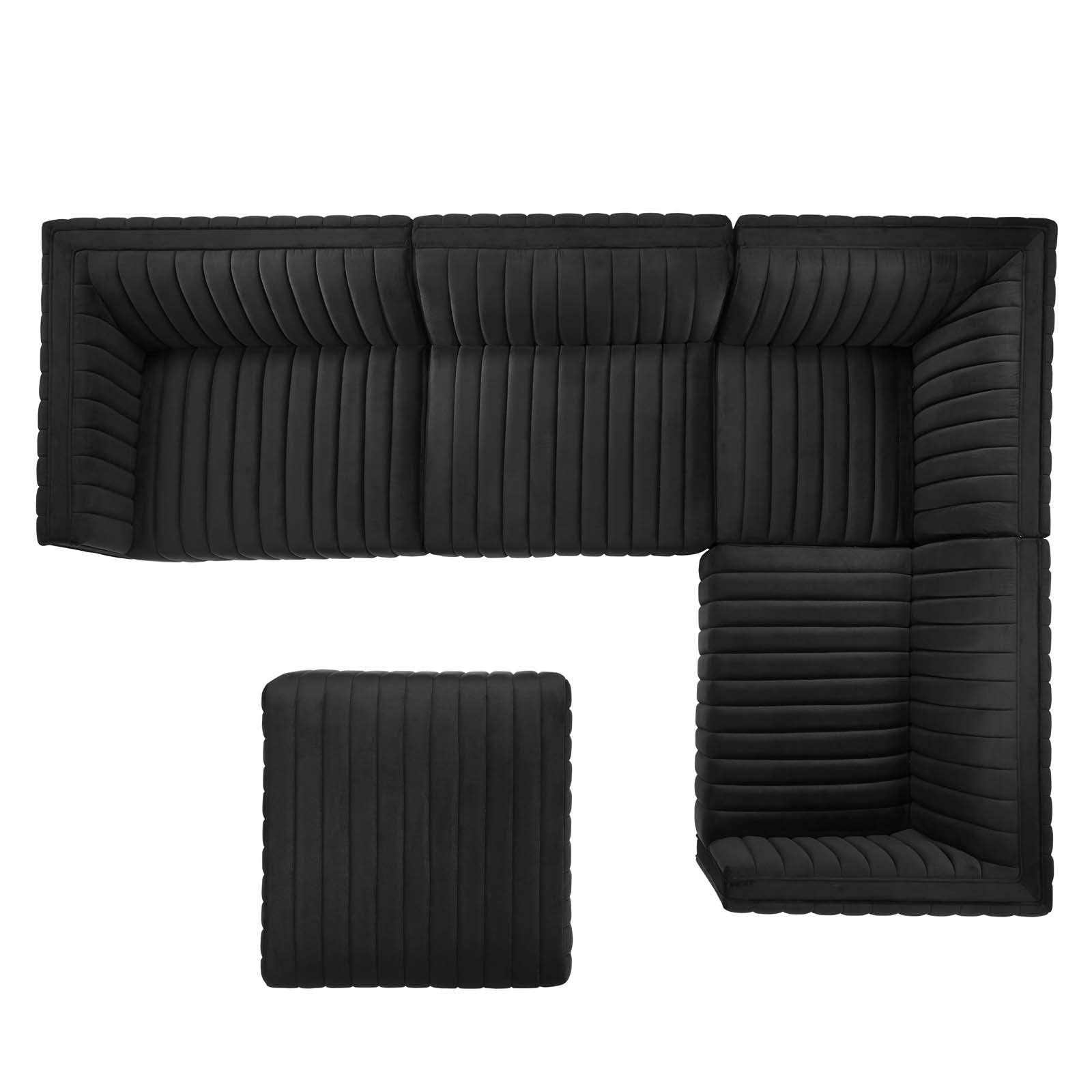 Conjure Channel Tufted Performance Velvet 5-Piece Sectional, EEI-5852 FredCo