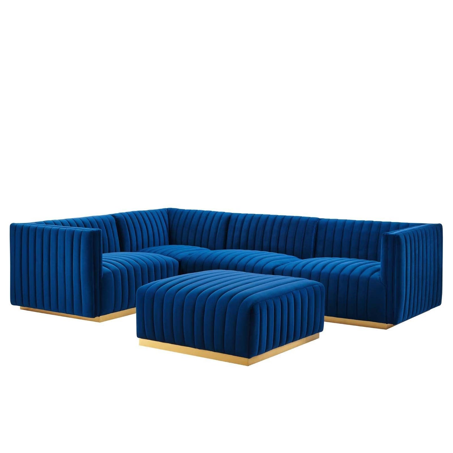 Conjure Channel Tufted Performance Velvet 5-Piece Sectional, EEI-5852 FredCo
