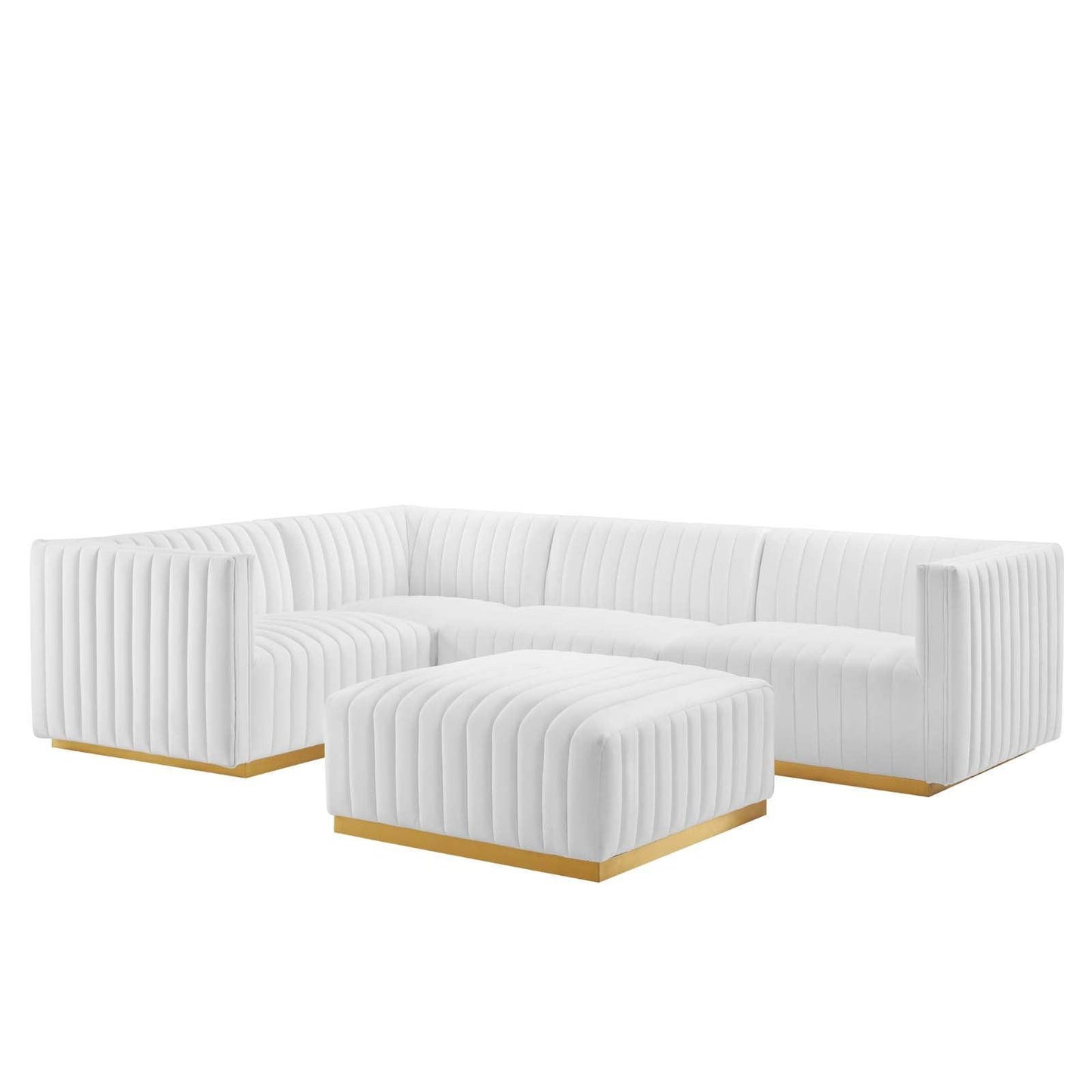 Conjure Channel Tufted Performance Velvet 5-Piece Sectional, EEI-5852 FredCo