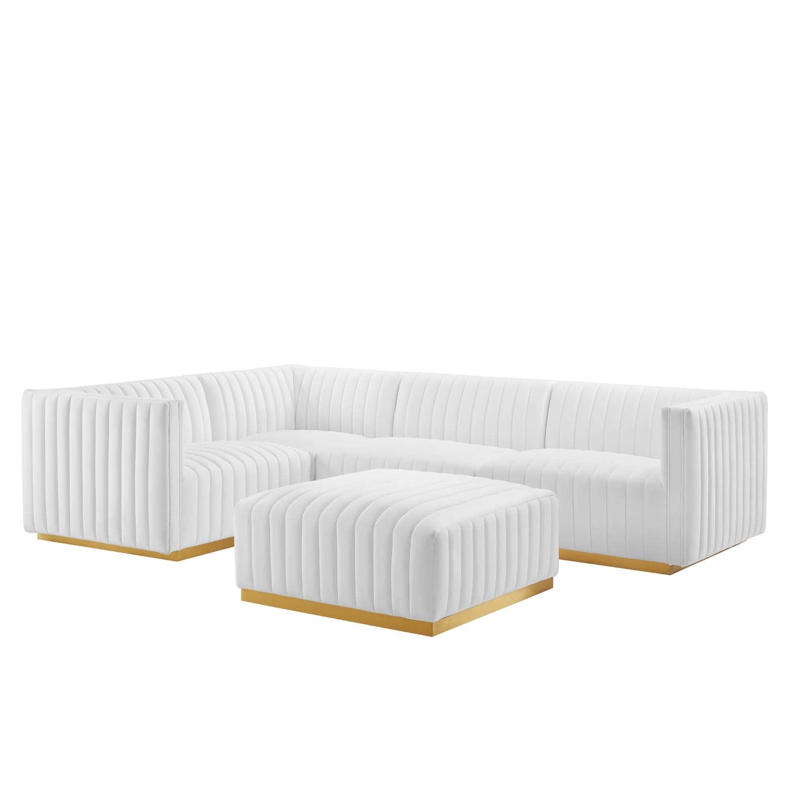 Conjure Channel Tufted Performance Velvet 5-Piece Sectional, EEI-5852 FredCo