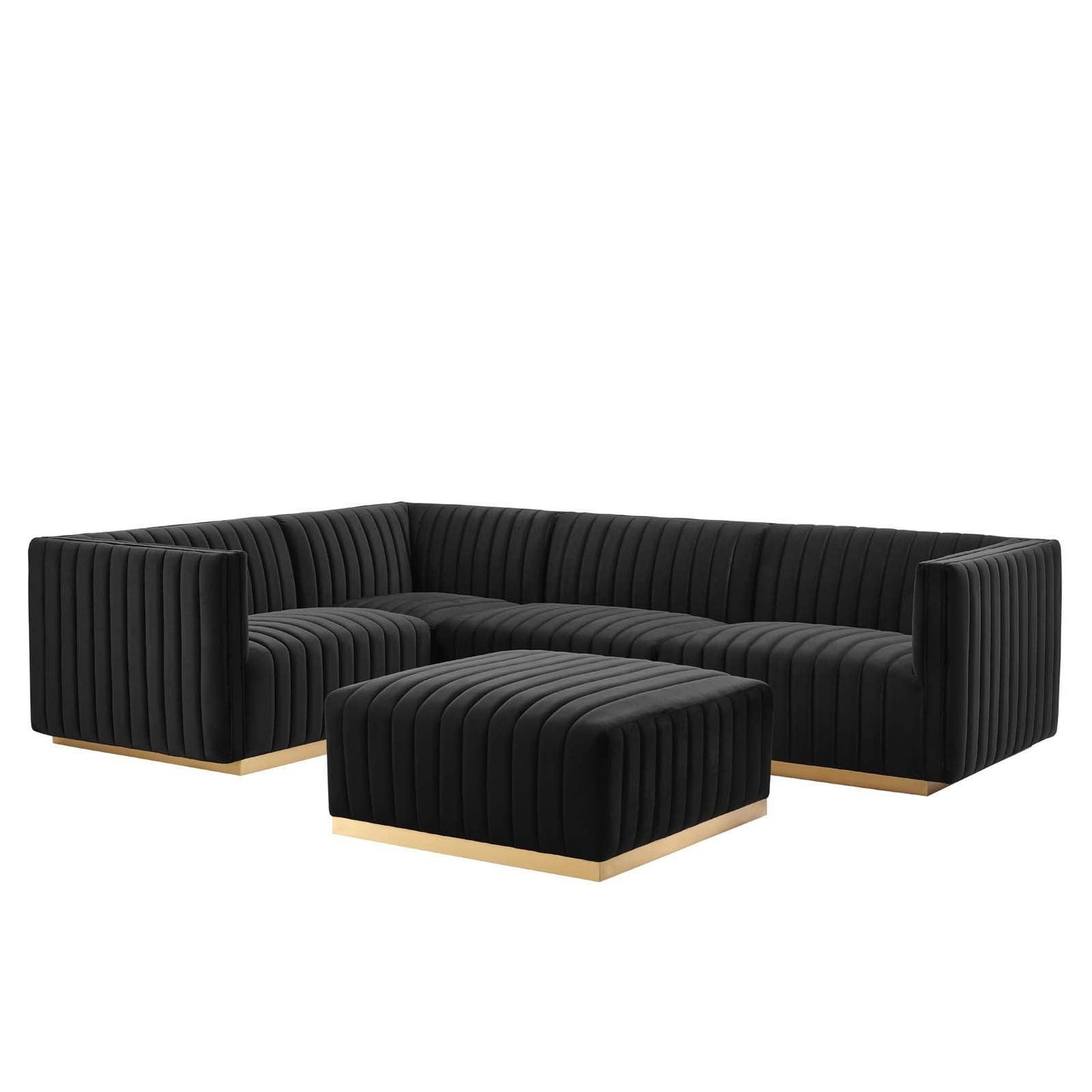 Conjure Channel Tufted Performance Velvet 5-Piece Sectional, EEI-5852 FredCo