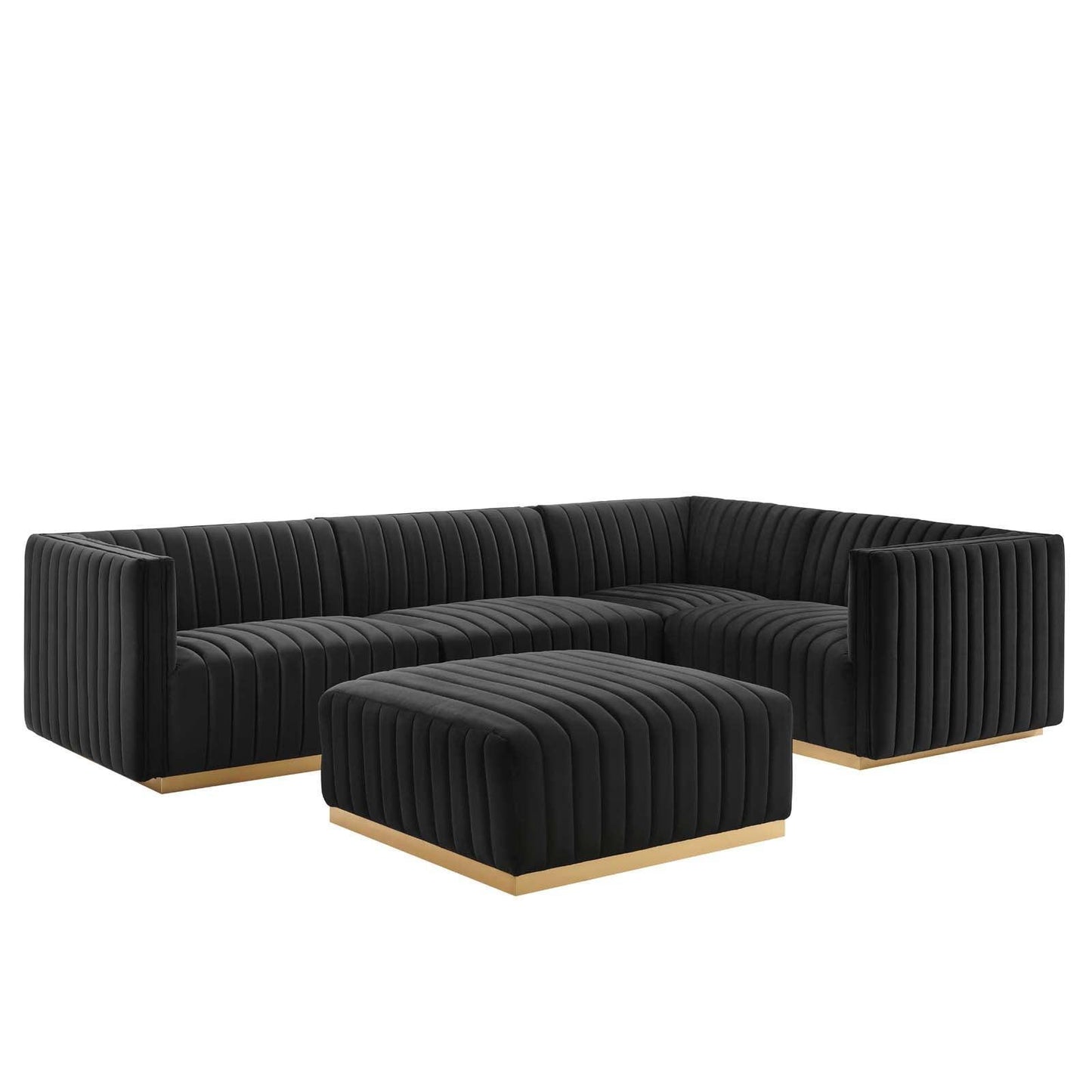 Conjure Channel Tufted Performance Velvet 5-Piece Sectional, EEI-5853 FredCo