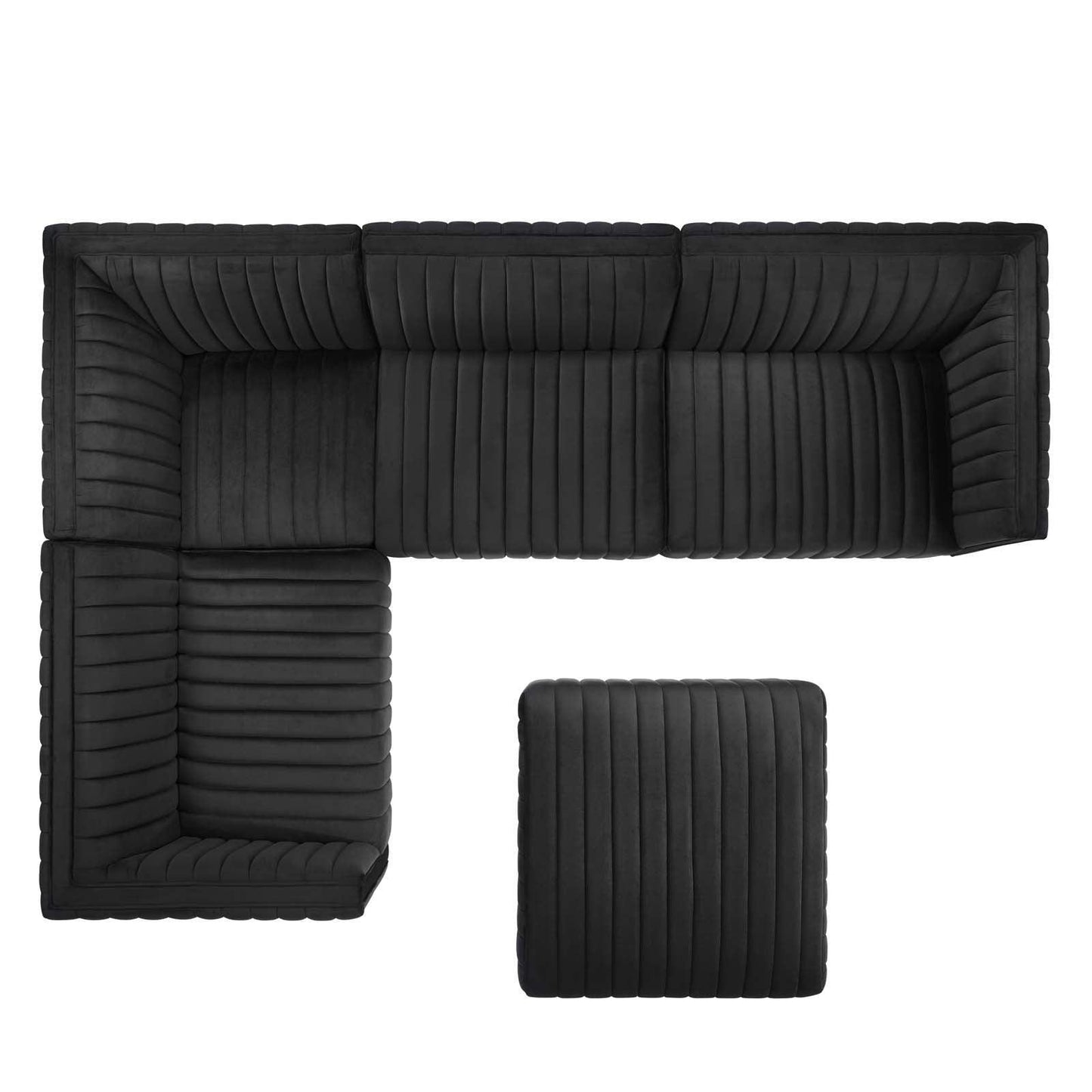 Conjure Channel Tufted Performance Velvet 5-Piece Sectional, EEI-5853 FredCo