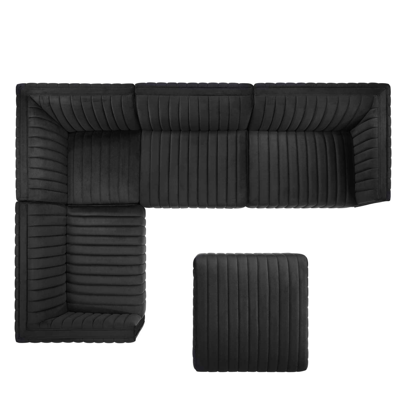 Conjure Channel Tufted Performance Velvet 5-Piece Sectional, EEI-5853 FredCo