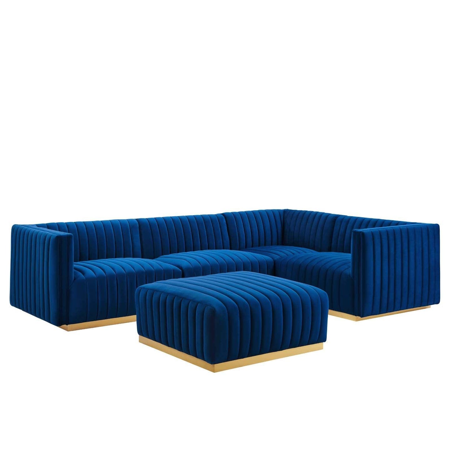 Conjure Channel Tufted Performance Velvet 5-Piece Sectional, EEI-5853 FredCo