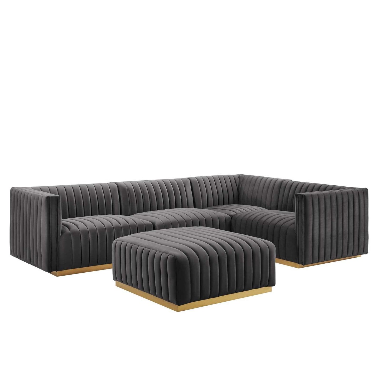 Conjure Channel Tufted Performance Velvet 5-Piece Sectional, EEI-5853 FredCo