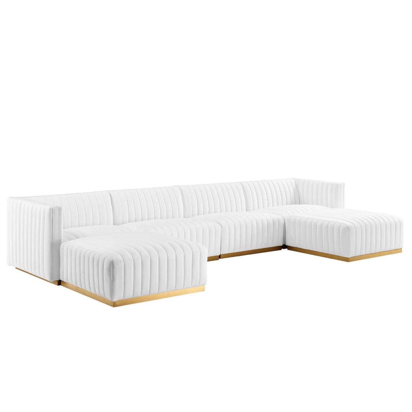 Conjure Channel Tufted Performance Velvet 6-Piece Sectional, EEI-5846 FredCo