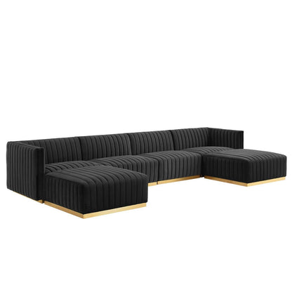 Conjure Channel Tufted Performance Velvet 6-Piece Sectional, EEI-5846 FredCo