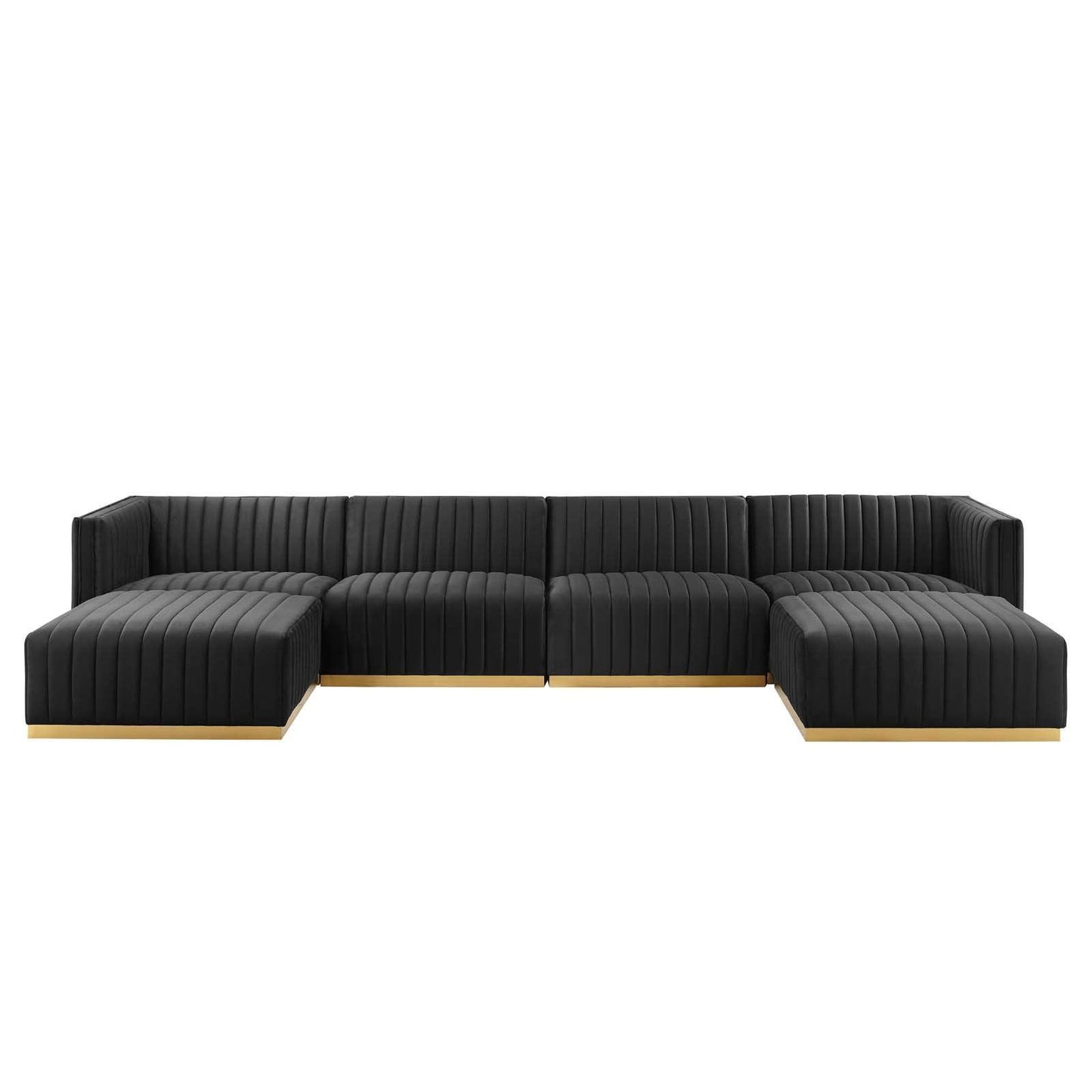 Conjure Channel Tufted Performance Velvet 6-Piece Sectional, EEI-5846 FredCo