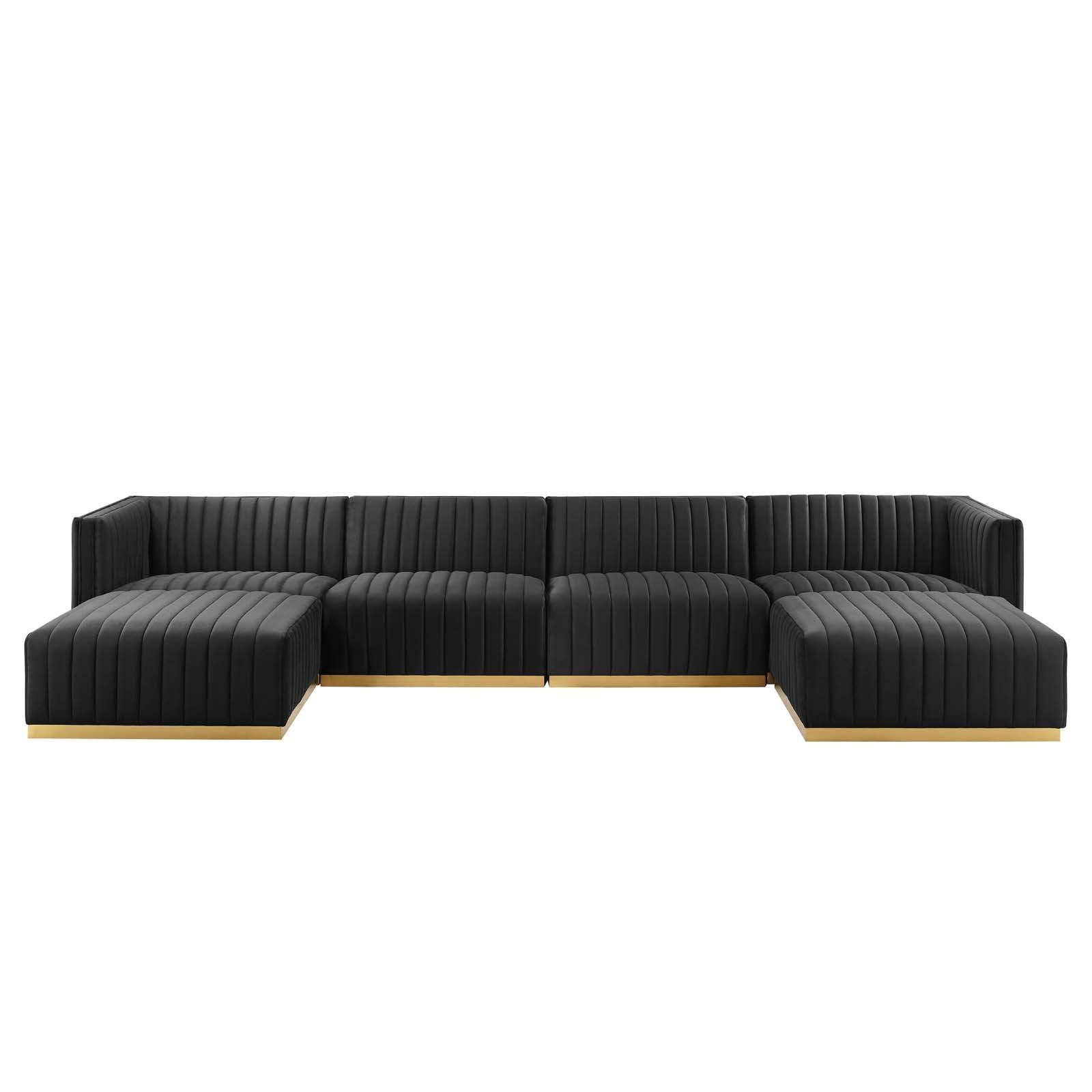 Conjure Channel Tufted Performance Velvet 6-Piece Sectional, EEI-5846 FredCo
