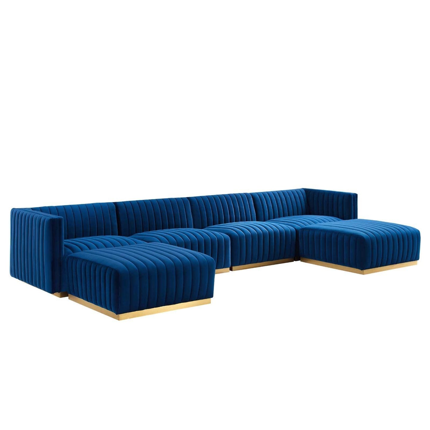 Conjure Channel Tufted Performance Velvet 6-Piece Sectional, EEI-5846 FredCo