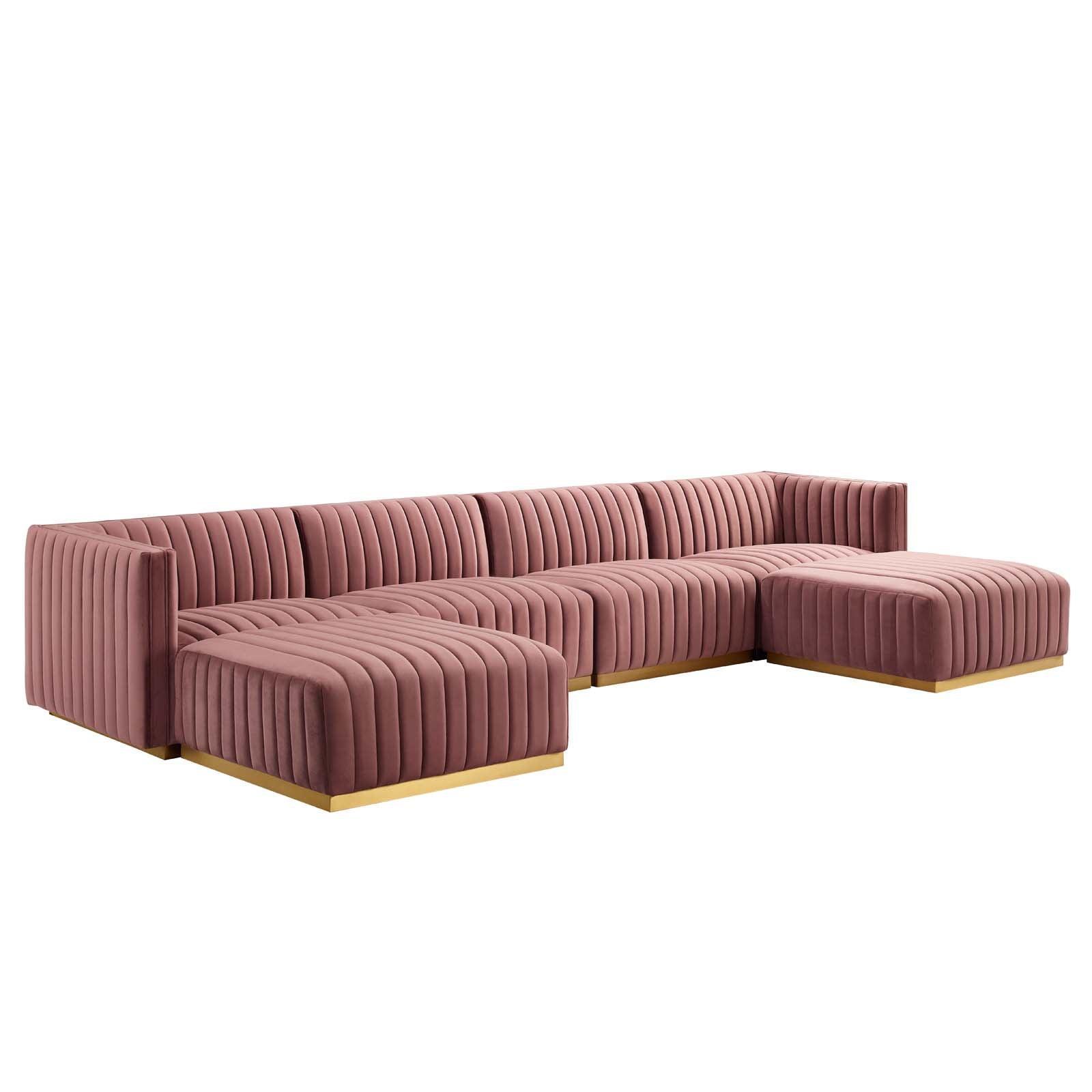 Conjure Channel Tufted Performance Velvet 6-Piece Sectional, EEI-5846 FredCo