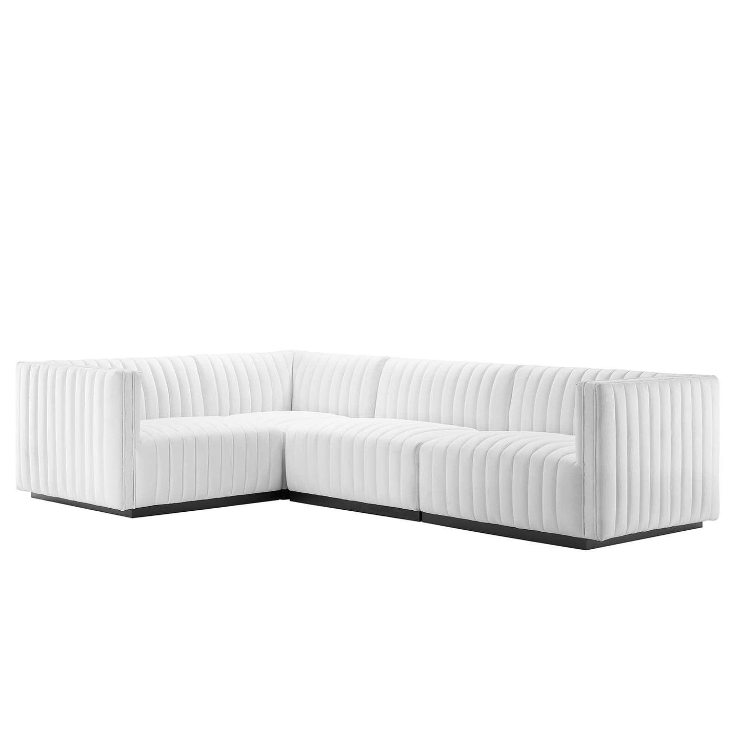 Conjure Channel Tufted Upholstered Fabric 4-Piece L-Shaped Sectional, EEI-5791 FredCo