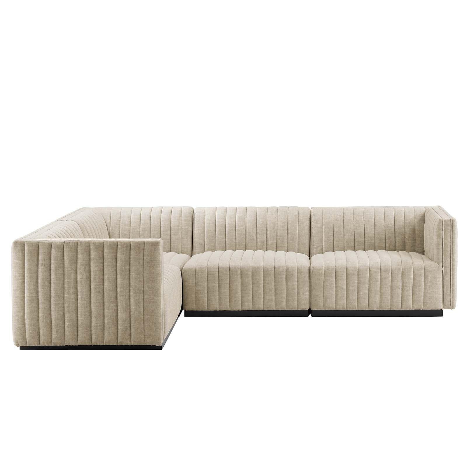 Conjure Channel Tufted Upholstered Fabric 4-Piece L-Shaped Sectional, EEI-5791 FredCo