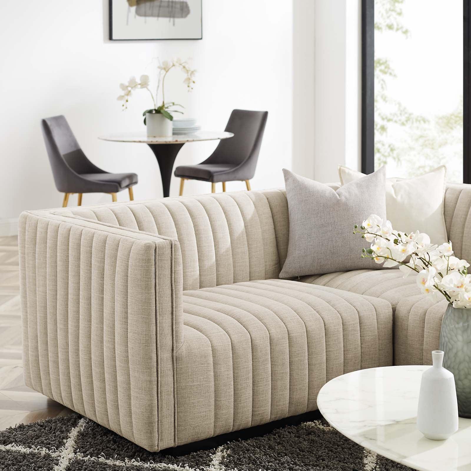 Conjure Channel Tufted Upholstered Fabric 4-Piece L-Shaped Sectional, EEI-5791 FredCo