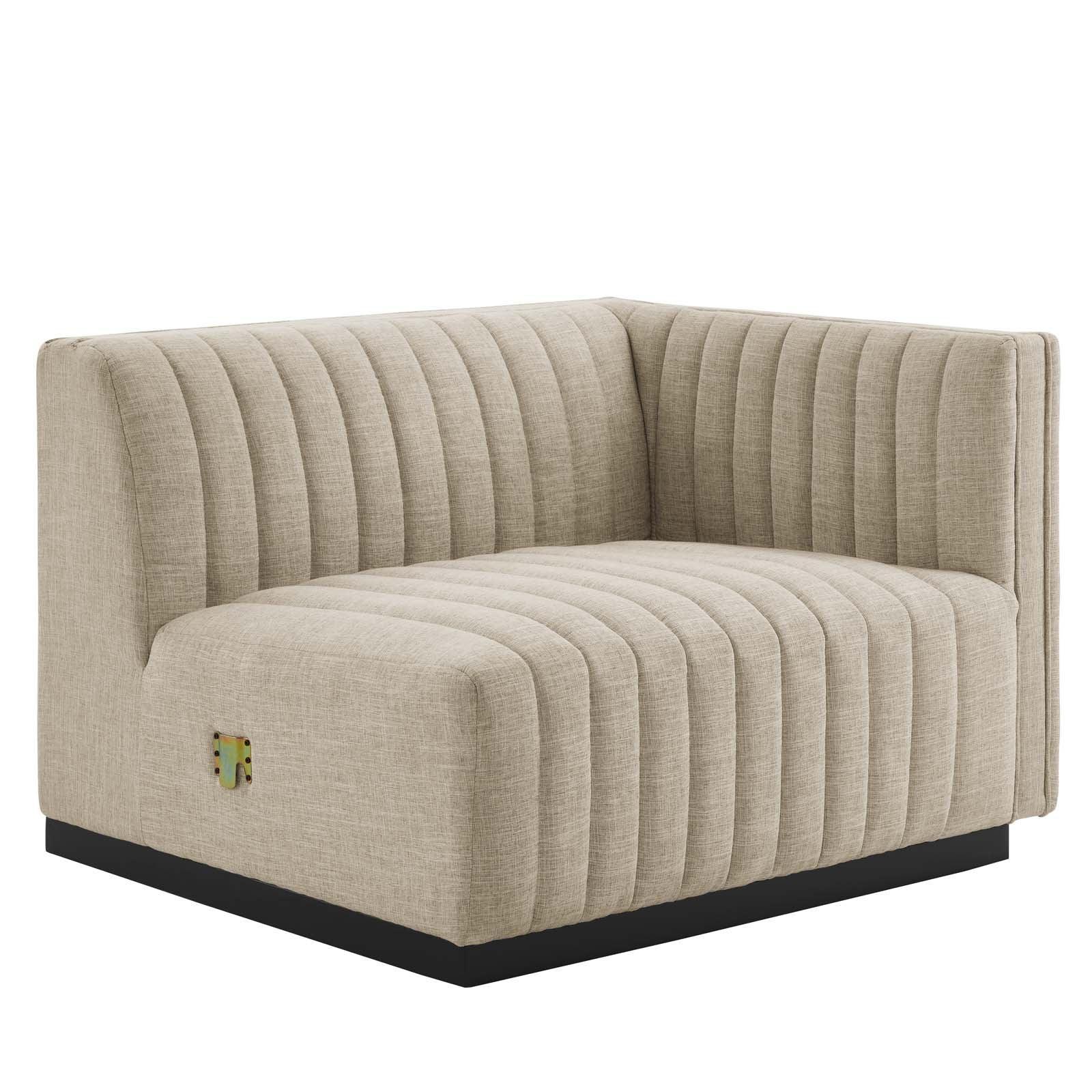 Conjure Channel Tufted Upholstered Fabric 4-Piece L-Shaped Sectional, EEI-5792 FredCo