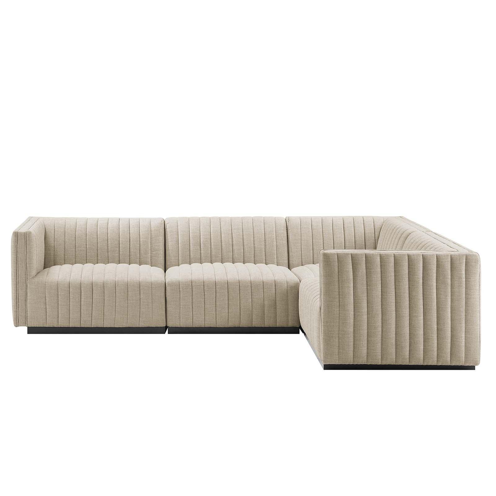 Conjure Channel Tufted Upholstered Fabric 4-Piece L-Shaped Sectional, EEI-5792 FredCo
