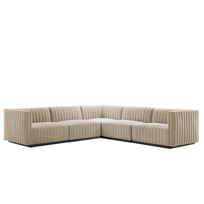 Conjure Channel Tufted Upholstered Fabric 5-Piece L-Shaped Sectional, EEI-5793 FredCo