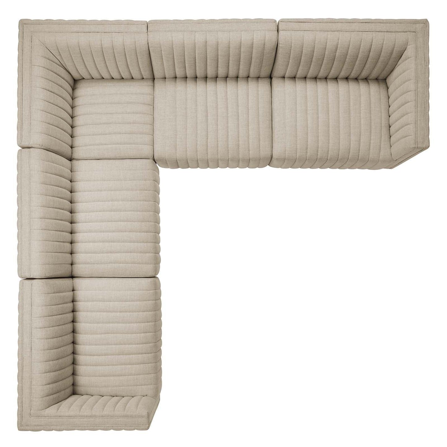 Conjure Channel Tufted Upholstered Fabric 5-Piece L-Shaped Sectional, EEI-5793 FredCo